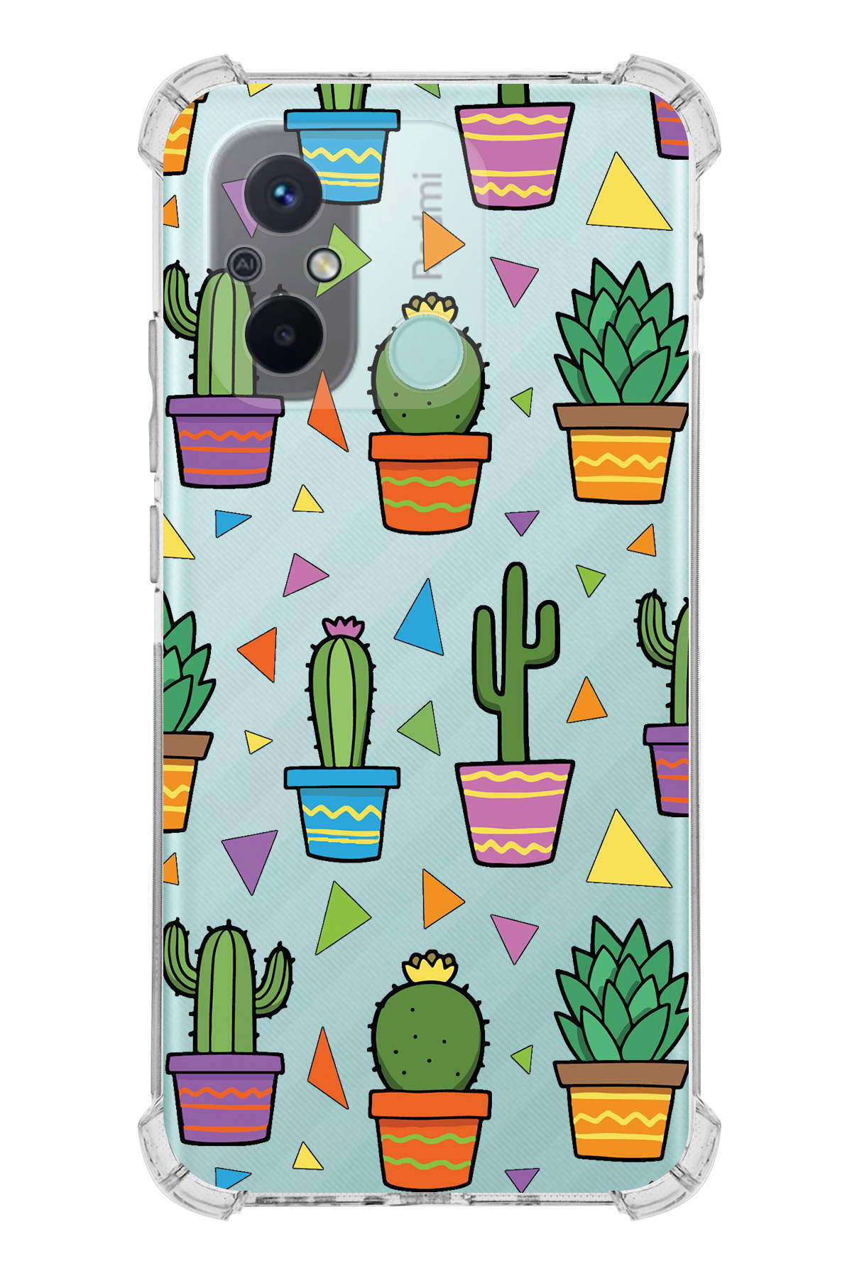 PrinriFy Xiaomi Redmi 12C Uyumlu Water Color 4 Baskılı Şeffaf Köşe Korumalı Antişok Kılıf