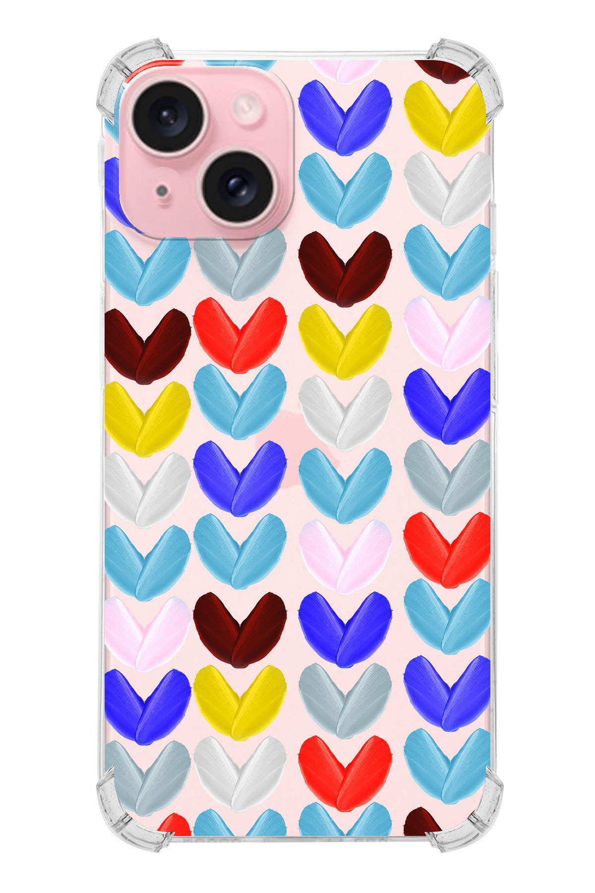 PrinriFy Apple iPhone 15 Uyumlu Water Color 1 Baskılı Şeffaf Köşe Korumalı Antişok Kılıf