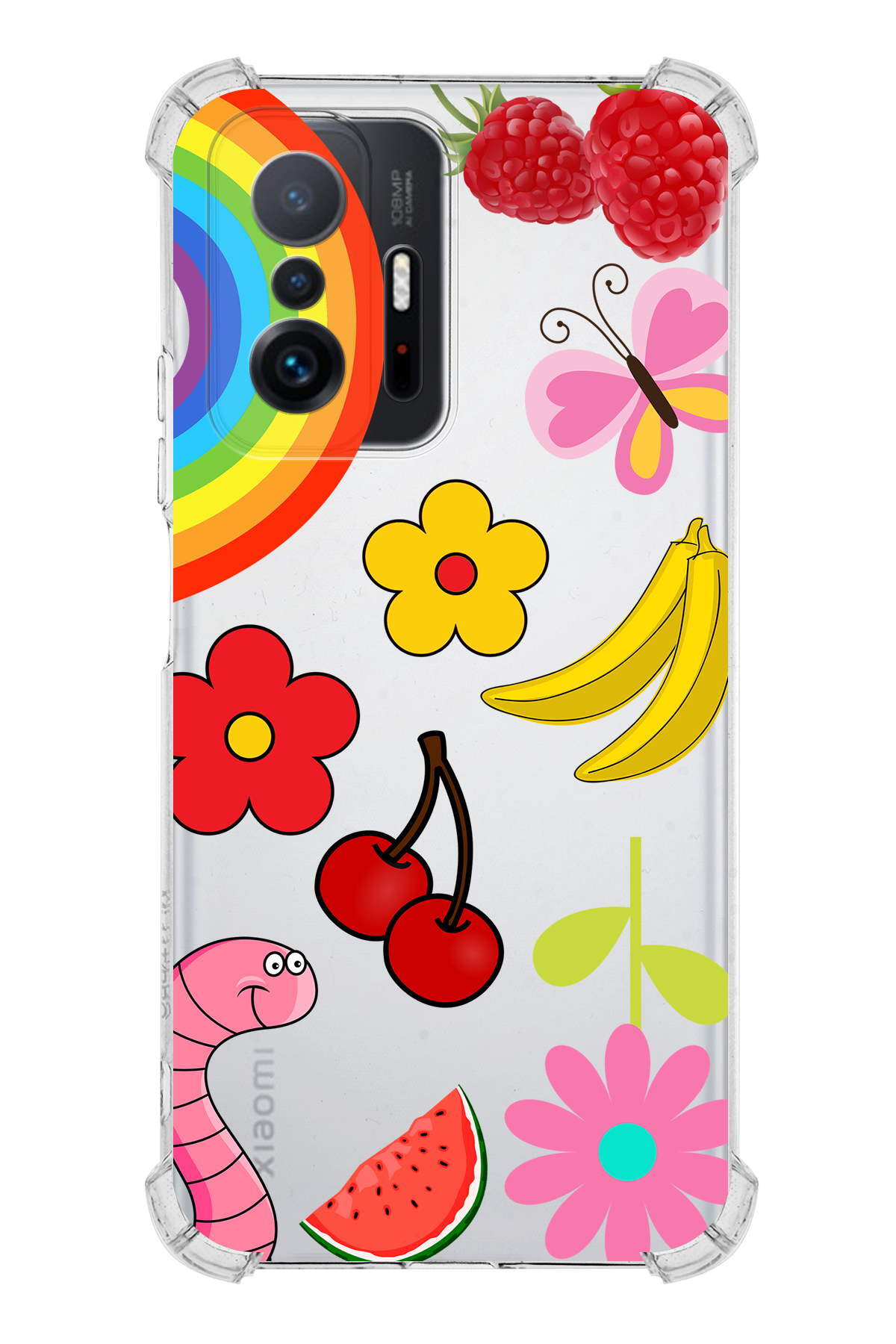 PrinriFy Xiaomi Mi 11T Pro Uyumlu Water Color 5 Baskılı Şeffaf Köşe Korumalı Antişok Kılıf