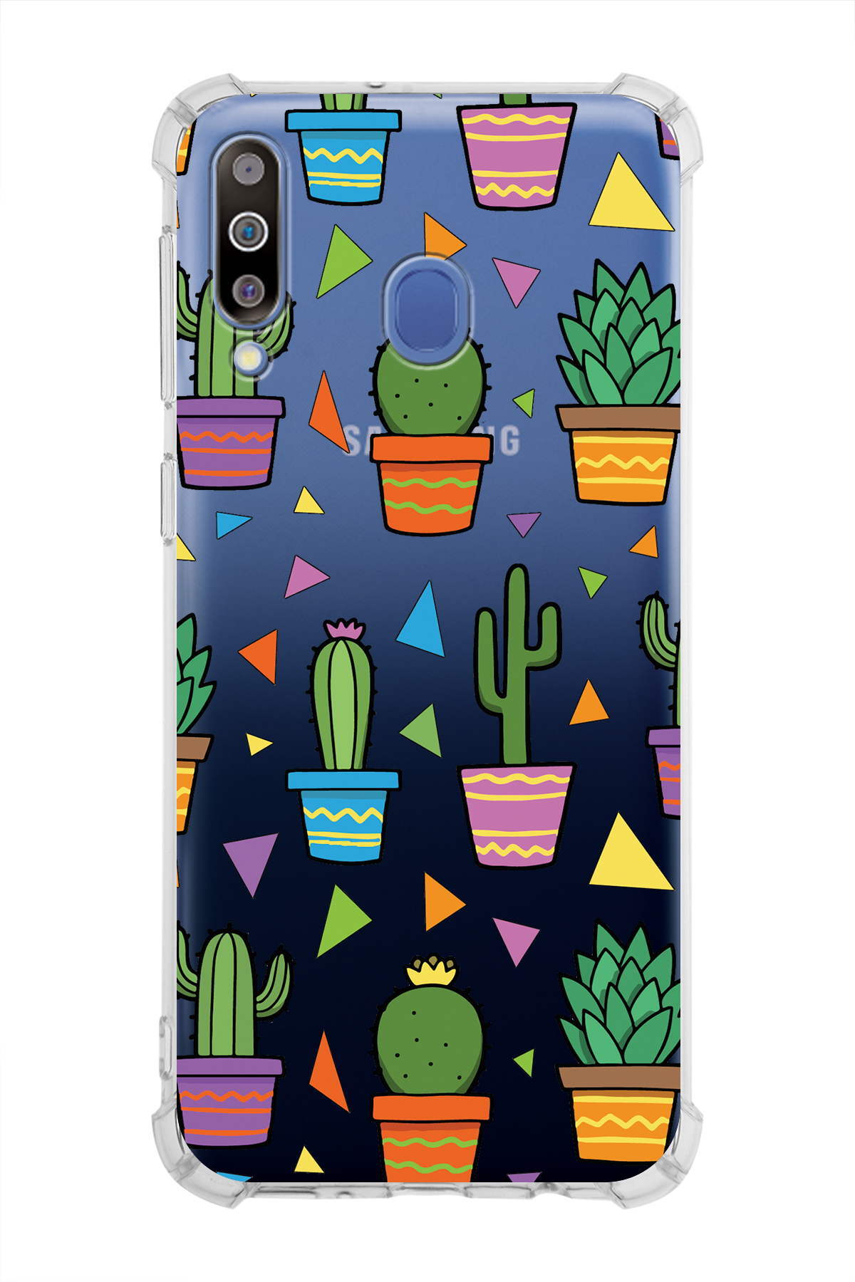 PrinriFy Samsung Galaxy M30 Uyumlu Water Color 4 Baskılı Şeffaf Köşe Korumalı Antişok Kılıf