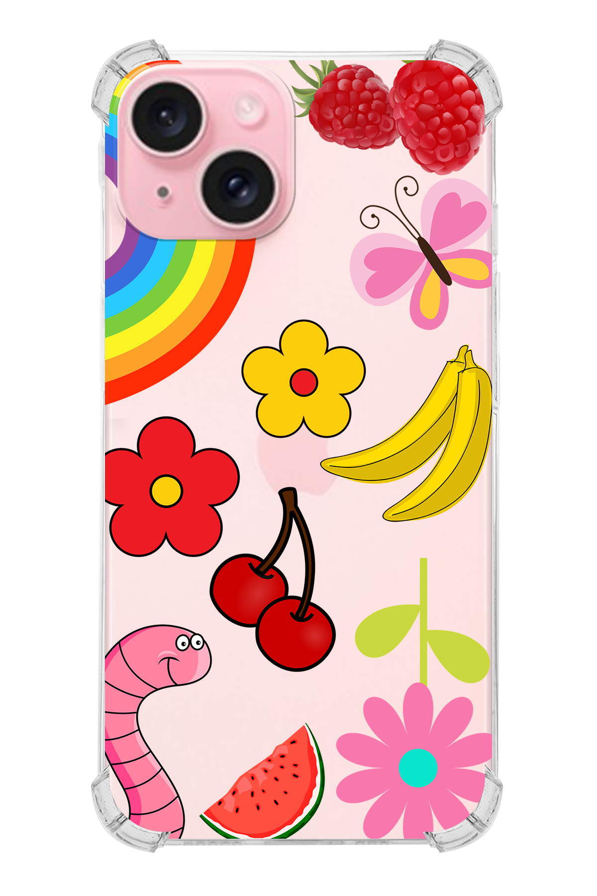 PrinriFy Apple iPhone 15 Plus Uyumlu Water Color 5 Baskılı Şeffaf Köşe Korumalı Antişok Kılıf