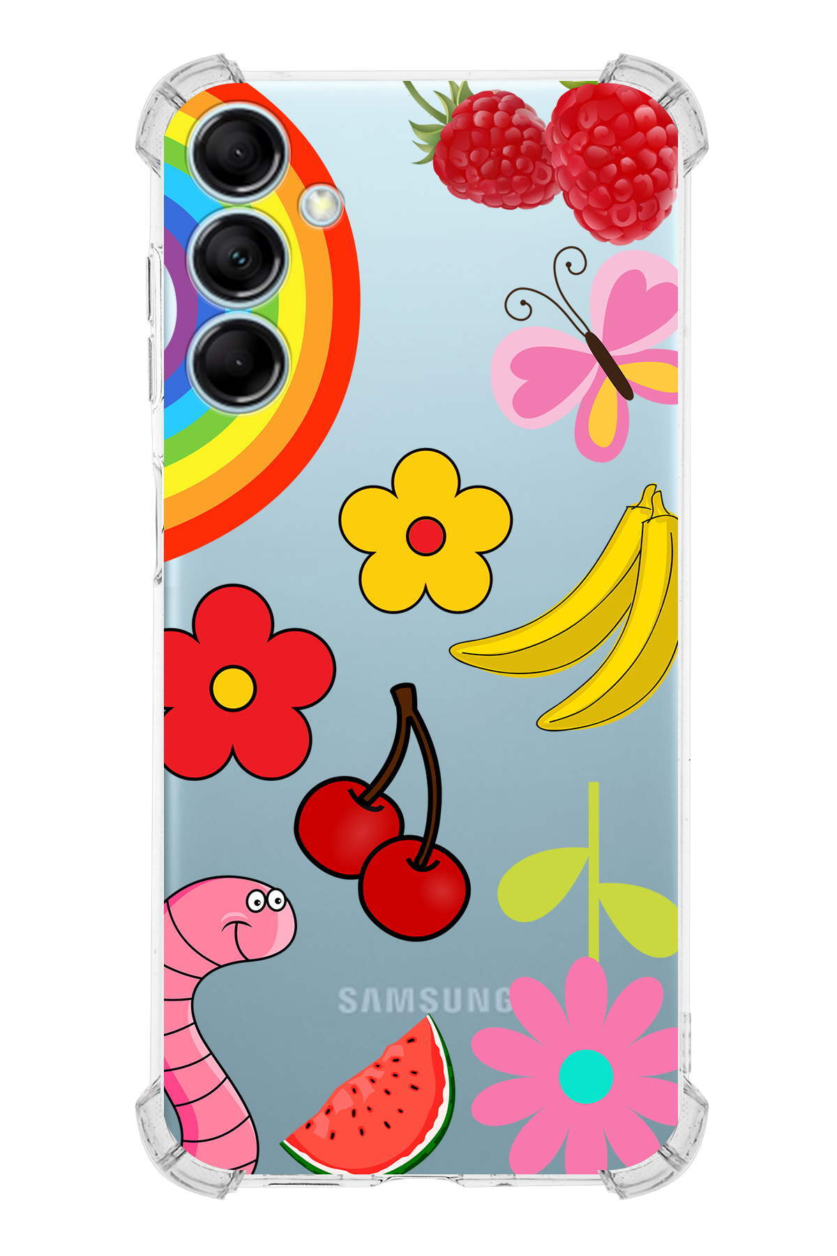 PrinriFy Samsung Galaxy M14 Uyumlu Water Color 5 Baskılı Şeffaf Köşe Korumalı Antişok Kılıf