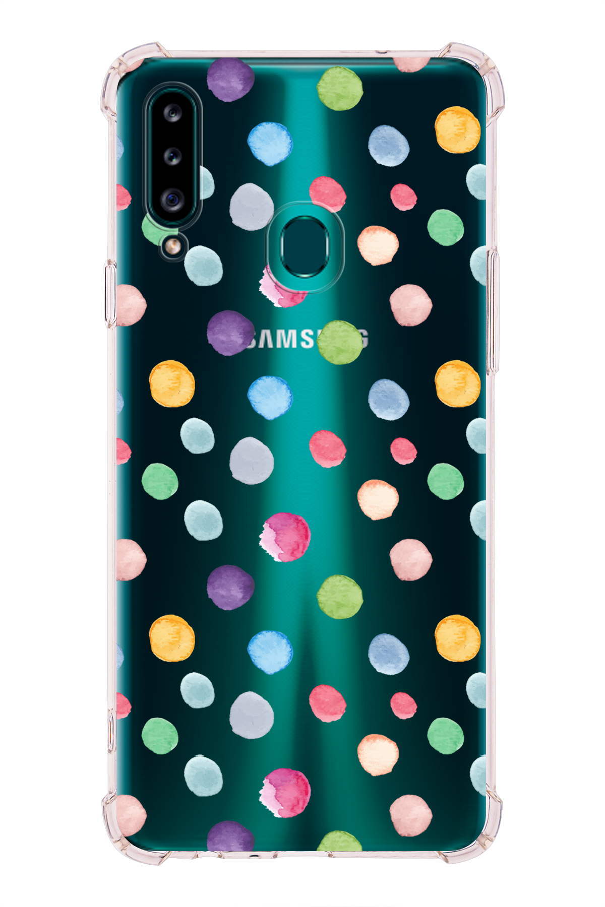 Samsung Galaxy A20S Uyumlu Water Color 6 Baskılı Şeffaf Köşe Korumalı Antişok Kılıf