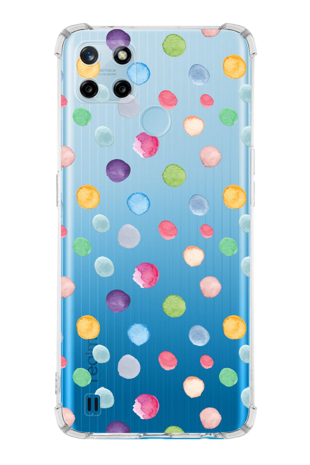 Realme C25 Uyumlu Water Color 6 Baskılı Şeffaf Köşe Korumalı Antişok Kılıf