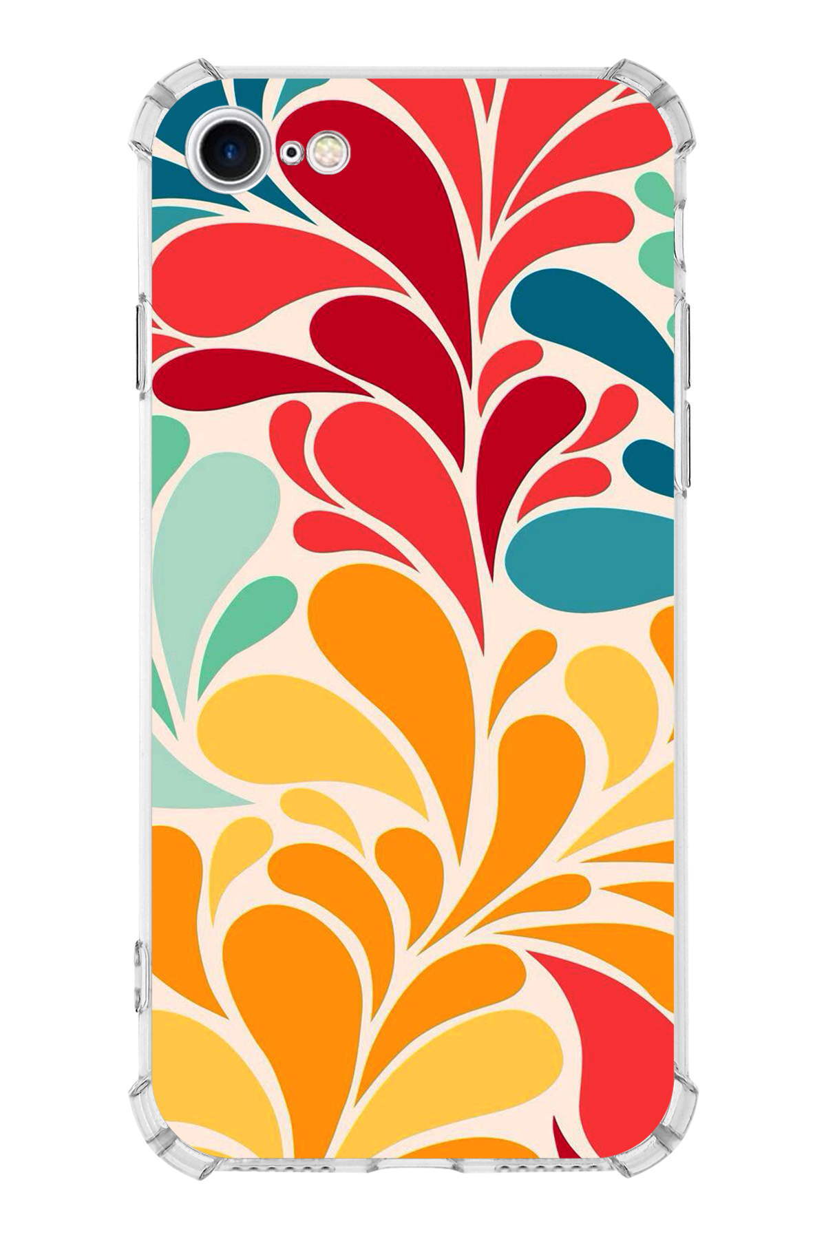 Apple iPhone 7 Uyumlu Retro Color 5 Baskılı Şeffaf Köşe Korumalı Antişok Kılıf