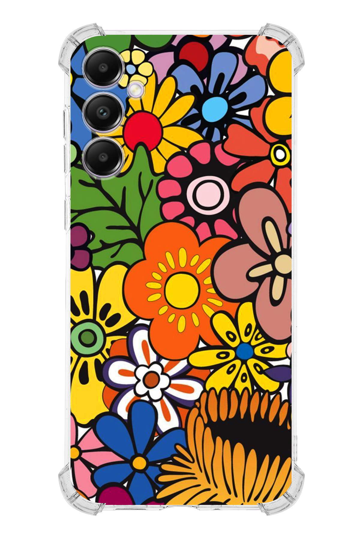 Samsung Galaxy A05S Uyumlu Retro Color 2 Baskılı Şeffaf Köşe Korumalı Antişok Kılıf