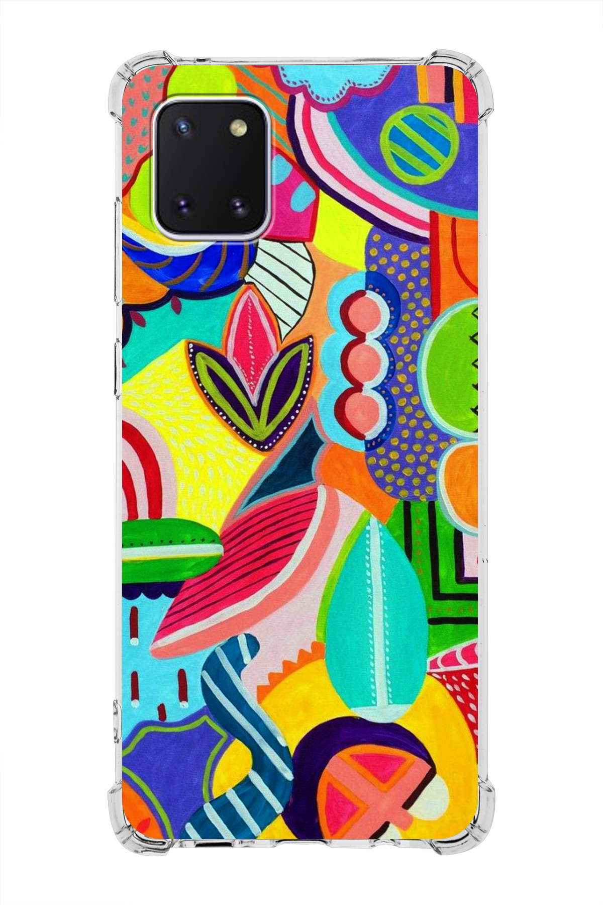 Samsung Galaxy A81 Uyumlu Retro Color 6 Baskılı Şeffaf Köşe Korumalı Antişok Kılıf