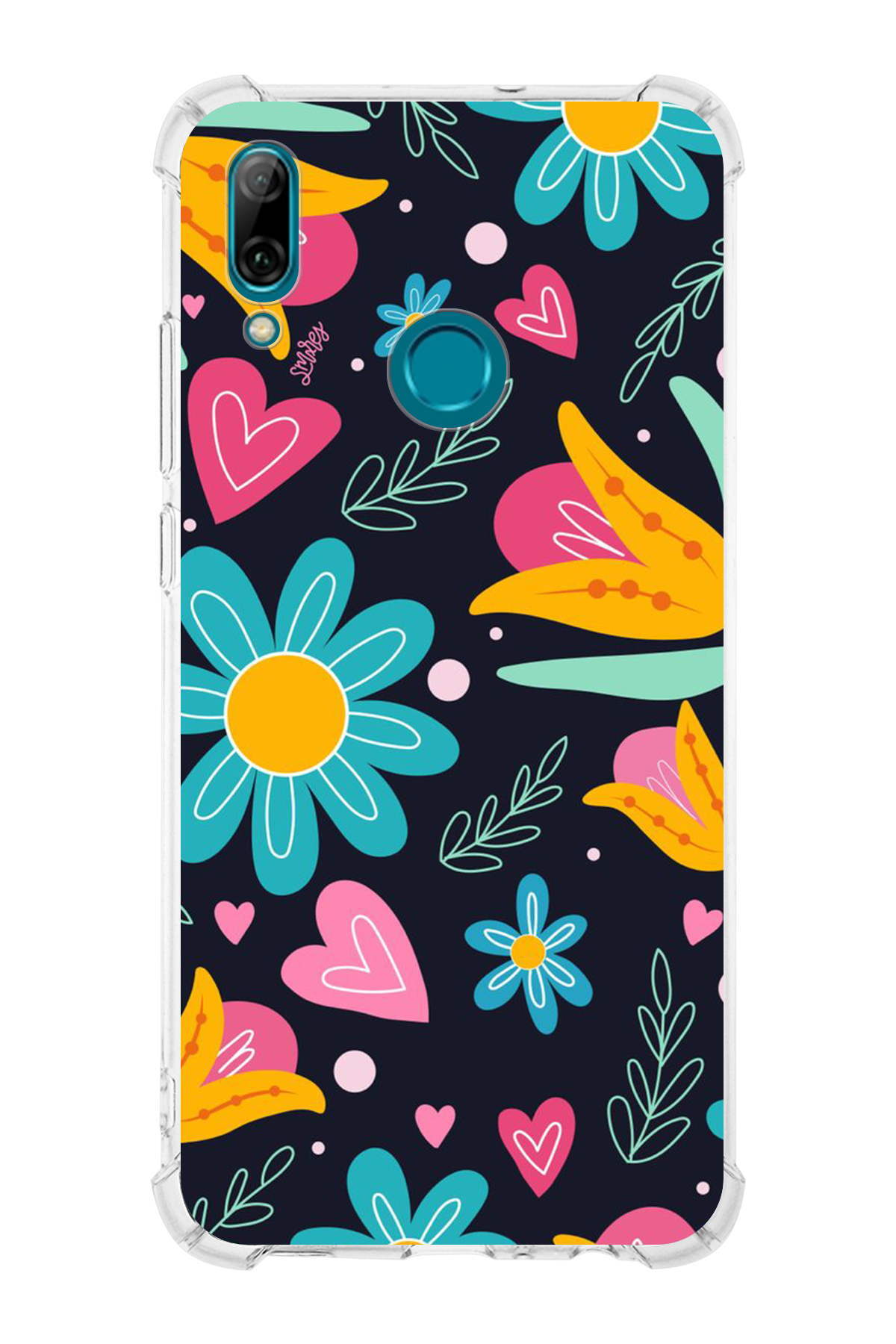 Huawei P Smart 2019 Uyumlu Retro Color 1 Baskılı Şeffaf Köşe Korumalı Antişok Kılıf