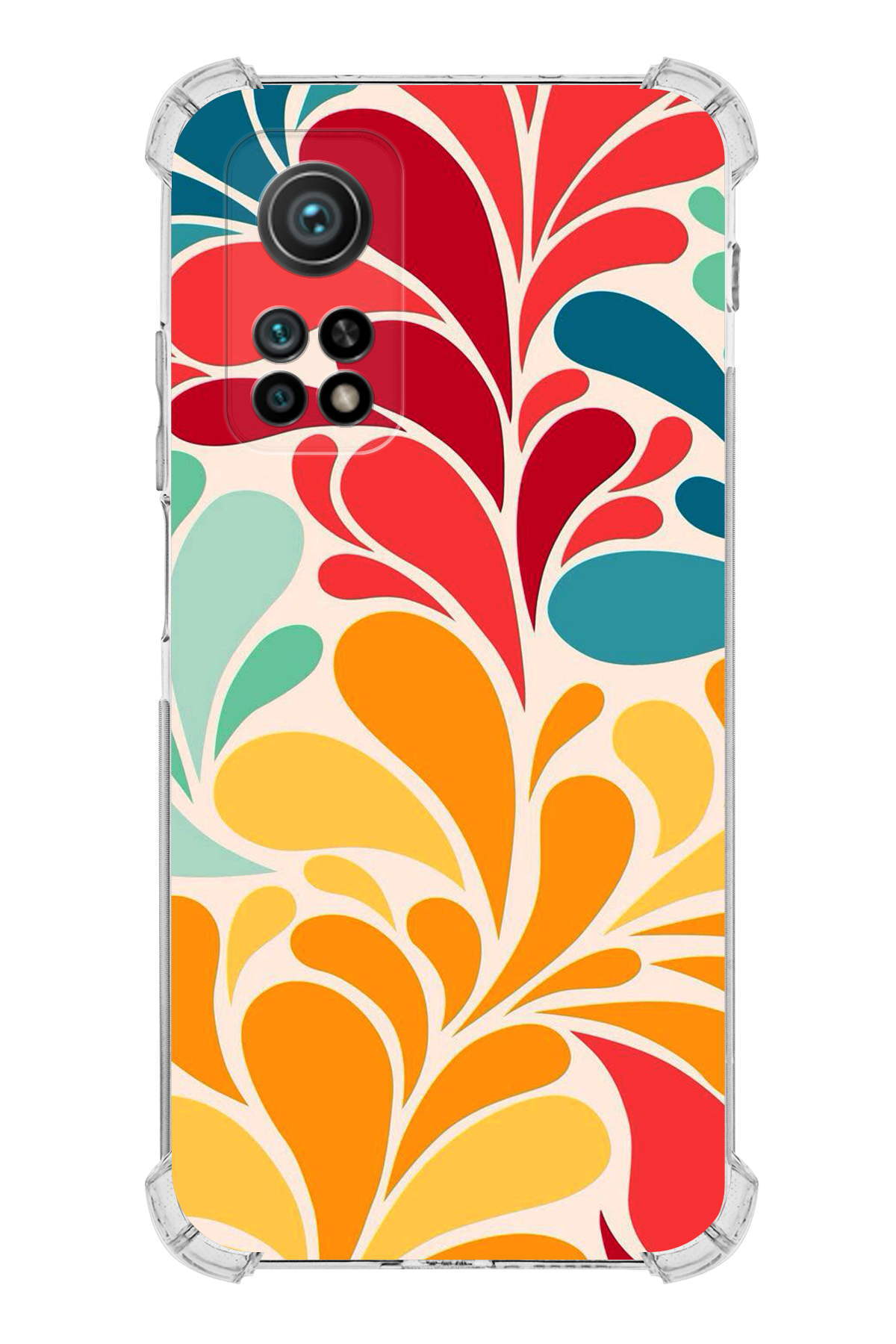 Xiaomi Mi 10 T Pro Uyumlu Retro Color 5 Baskılı Şeffaf Köşe Korumalı Antişok Kılıf