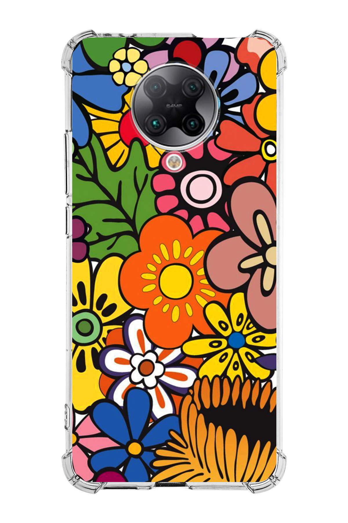 Poco F2 Pro Uyumlu Retro Color 2 Baskılı Şeffaf Köşe Korumalı Antişok Kılıf