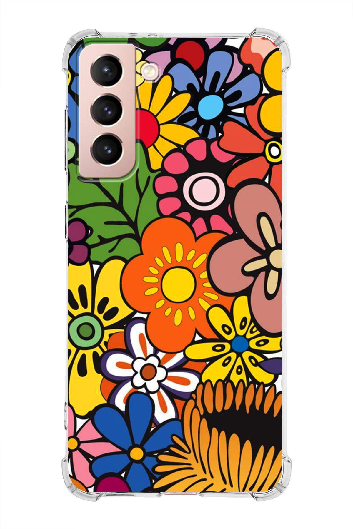 Samsung Galaxy S21 Plus Uyumlu Retro Color 2 Baskılı Şeffaf Köşe Korumalı Antişok Kılıf