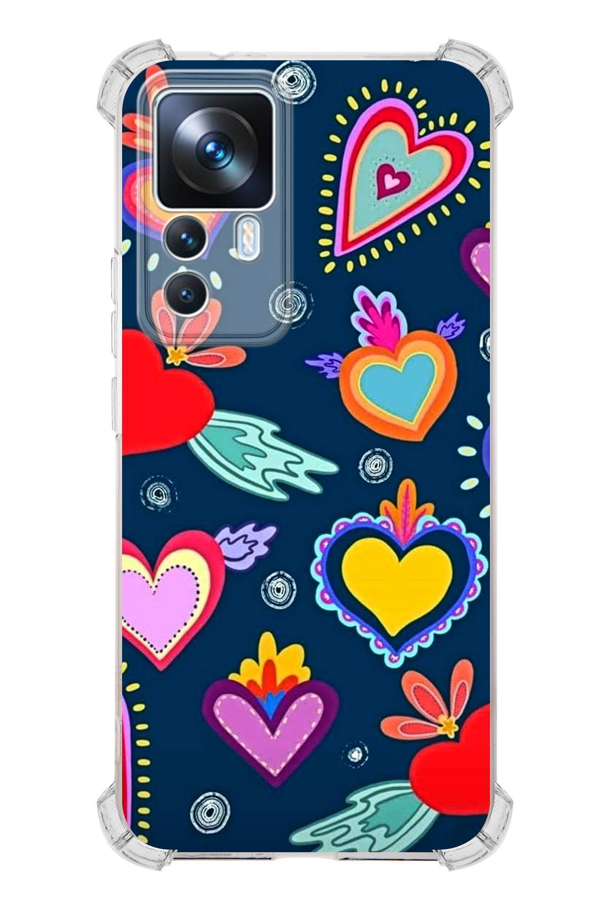 Xiaomi Mi 12T Uyumlu Retro Color 3 Baskılı Şeffaf Köşe Korumalı Antişok Kılıf