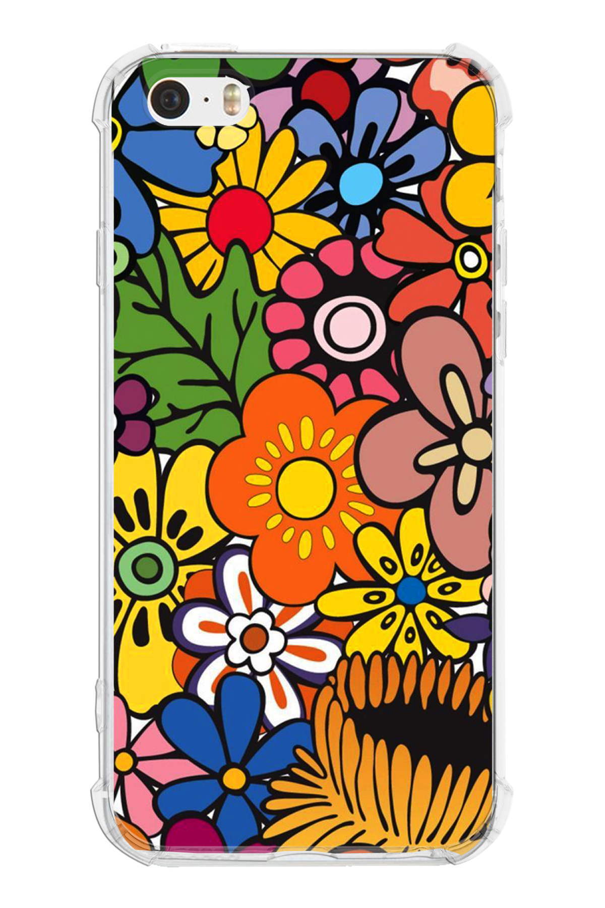 Iphone 5 Uyumlu Retro Color 2 Baskılı Şeffaf Köşe Korumalı Antişok Kılıf