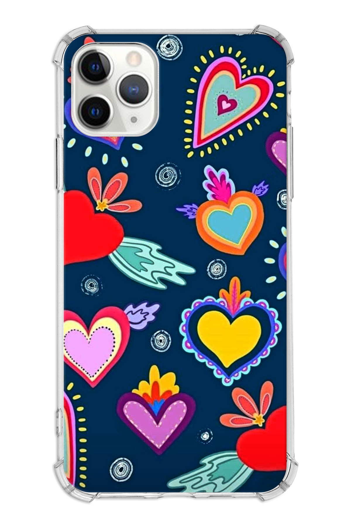 Apple iPhone 11 Pro Uyumlu Retro Color 3 Baskılı Şeffaf Köşe Korumalı Antişok Kılıf