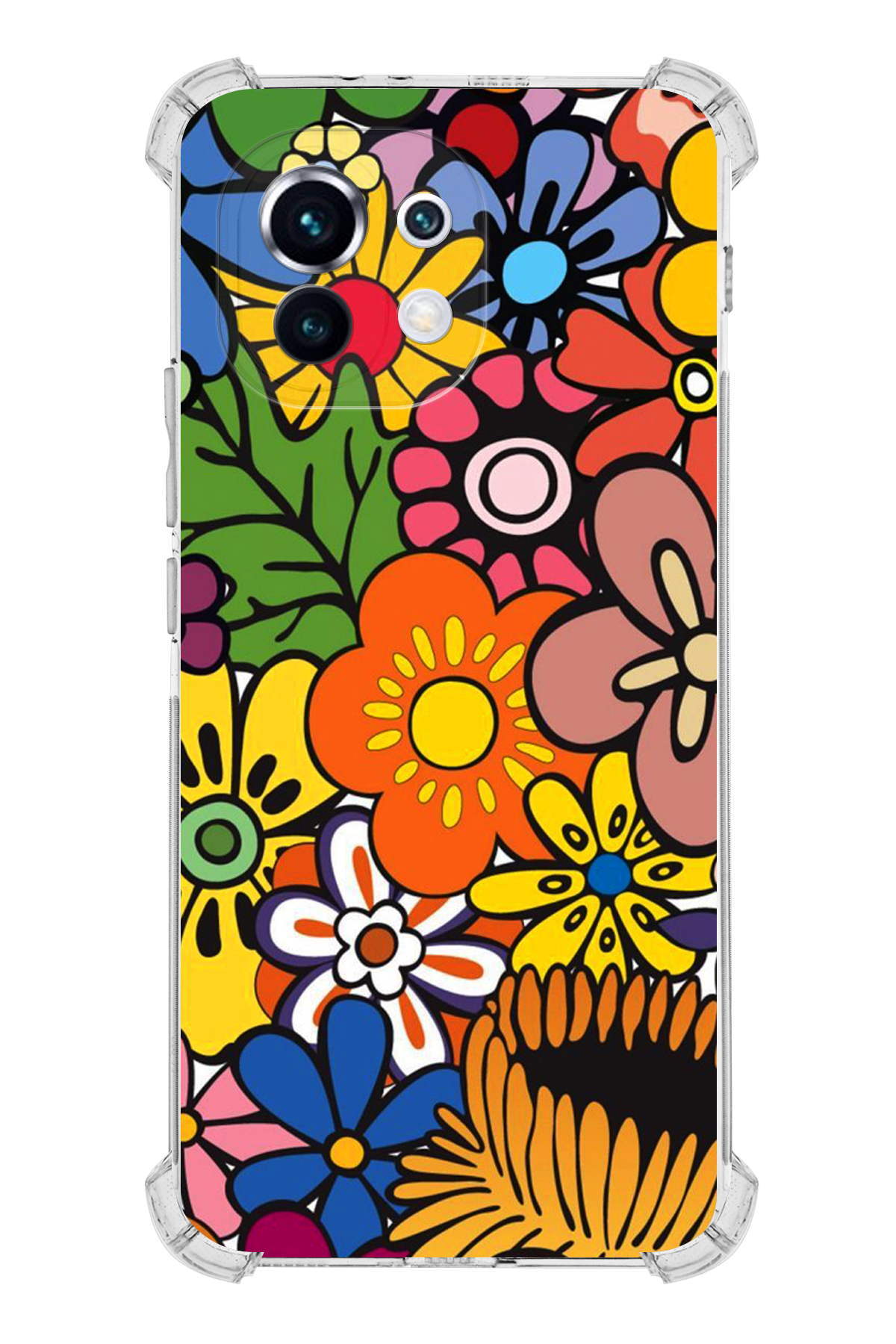 Xiaomi Mi 11 Uyumlu Retro Color 2 Baskılı Şeffaf Köşe Korumalı Antişok Kılıf