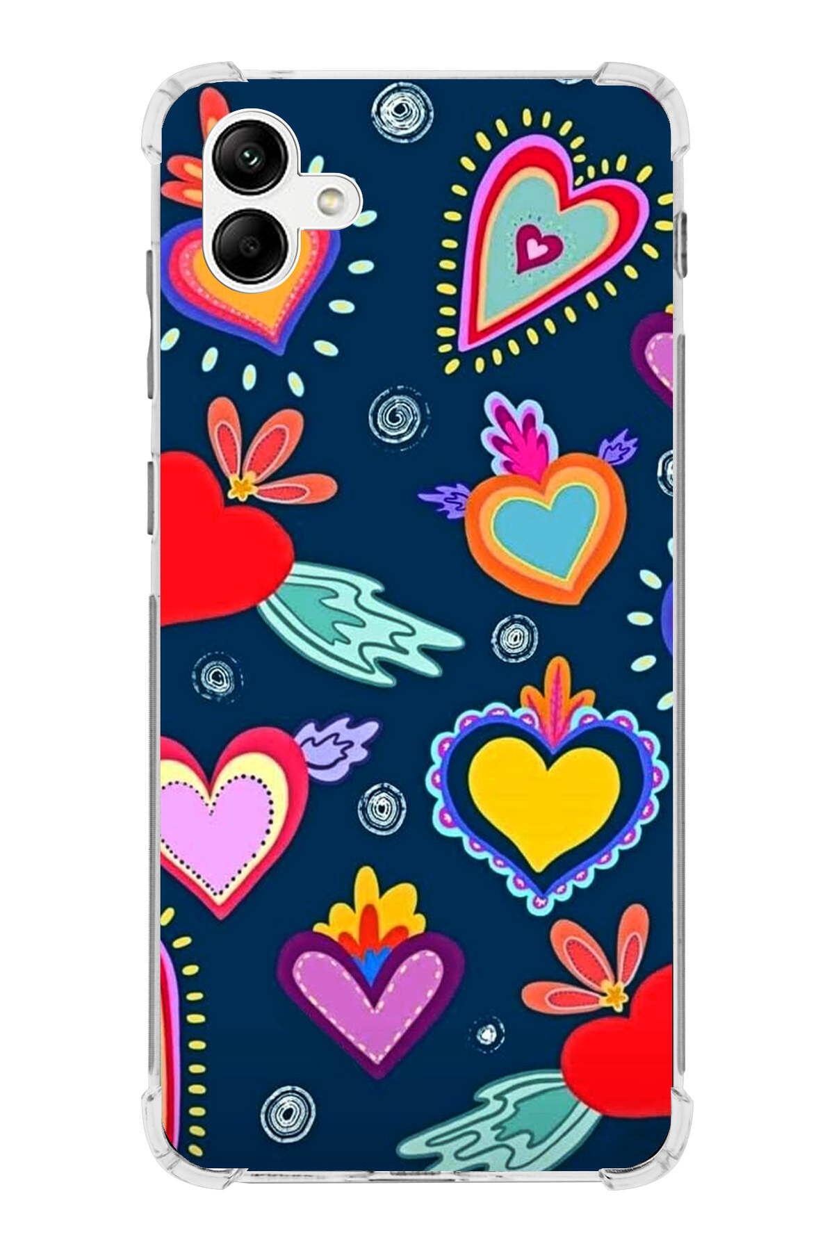 Samsung Galaxy A04 Uyumlu Retro Color 3 Baskılı Şeffaf Köşe Korumalı Antişok Kılıf