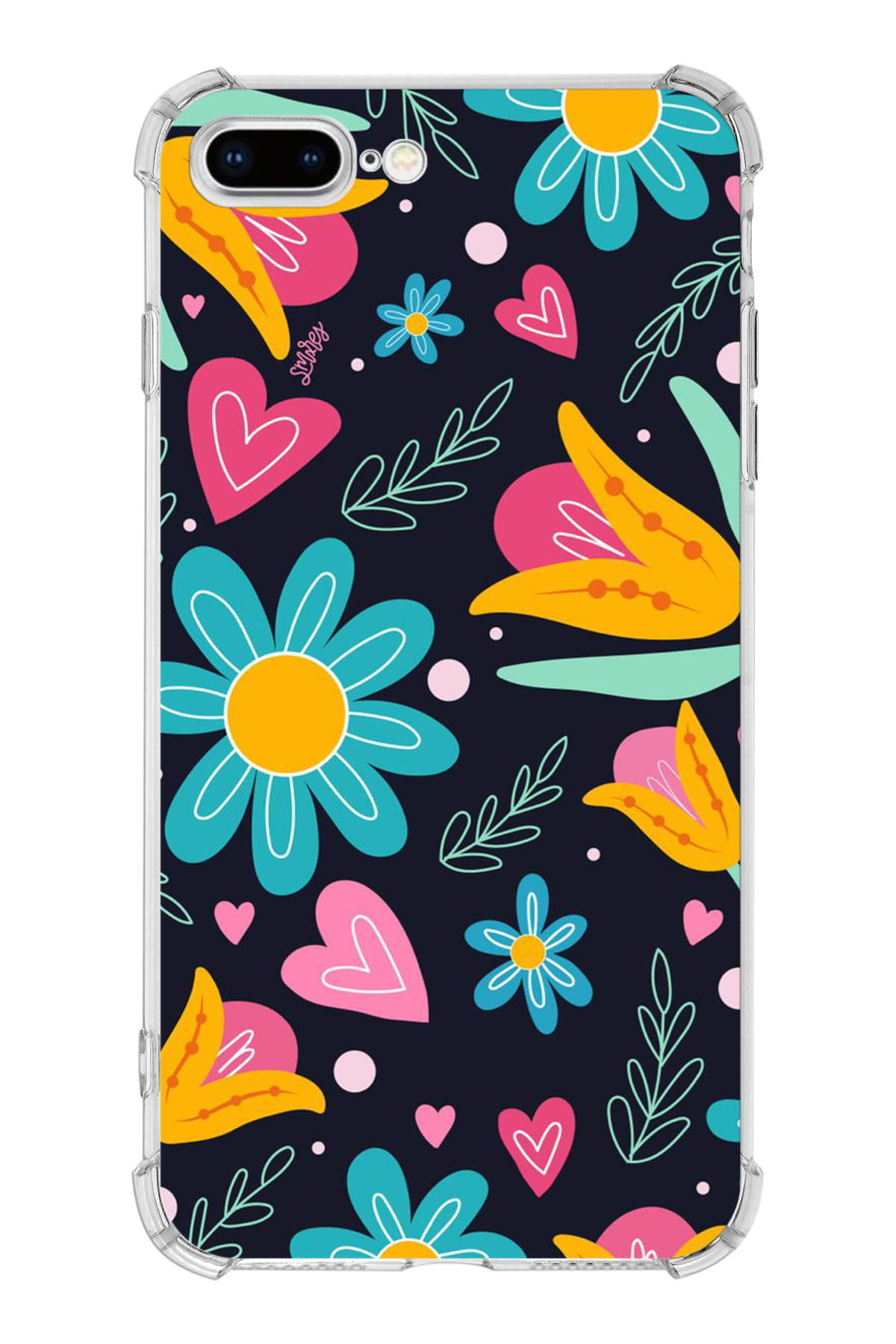 Apple iPhone 7 Plus Uyumlu Retro Color 1 Baskılı Şeffaf Köşe Korumalı Antişok Kılıf