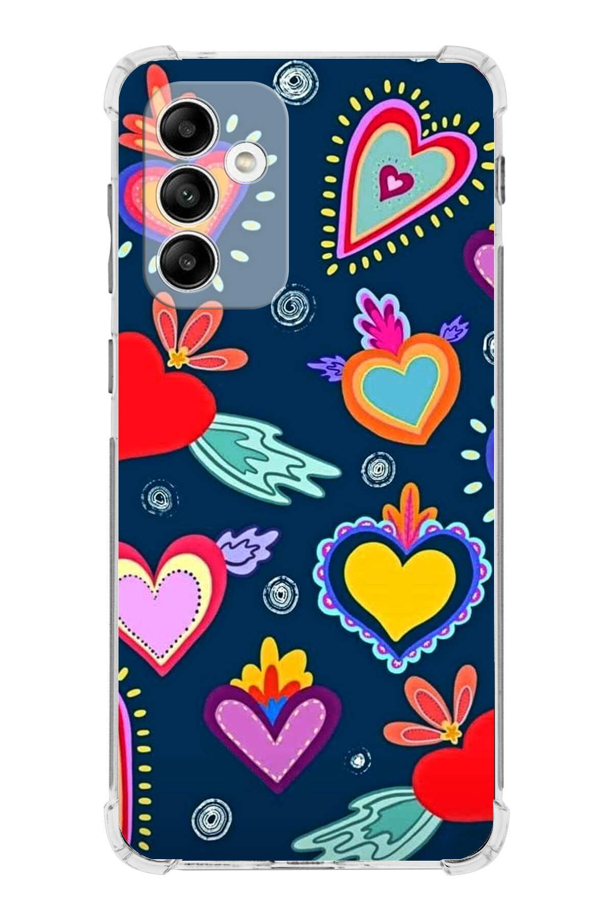 Samsung Galaxy A04s Uyumlu Retro Color 3 Baskılı Şeffaf Köşe Korumalı Antişok Kılıf