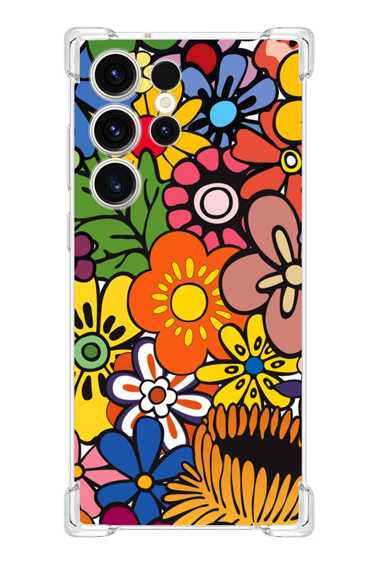 Samsung Galaxy S23 Ultra Uyumlu Retro Color 2 Baskılı Şeffaf Köşe Korumalı Antişok Kılıf