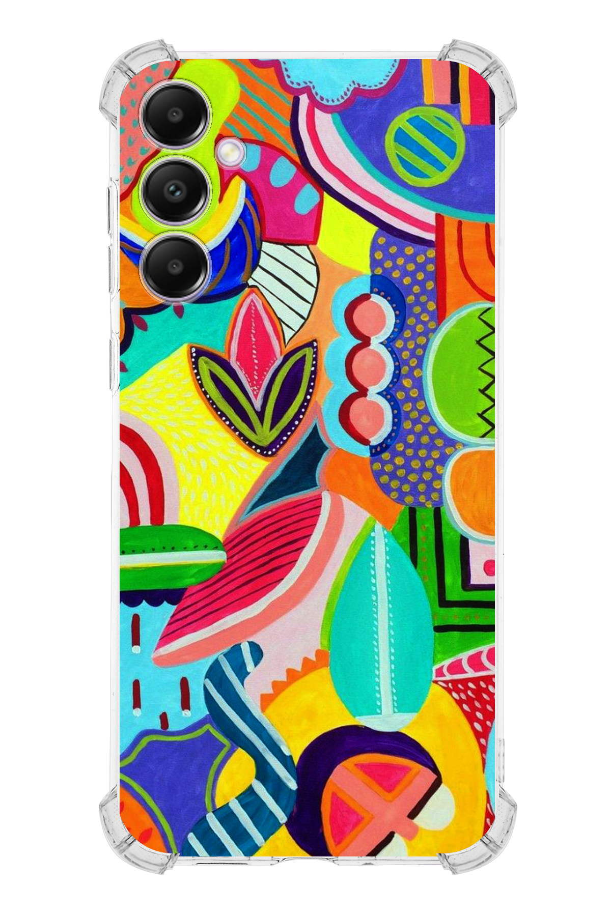 Samsung Galaxy A05S Uyumlu Retro Color 6 Baskılı Şeffaf Köşe Korumalı Antişok Kılıf