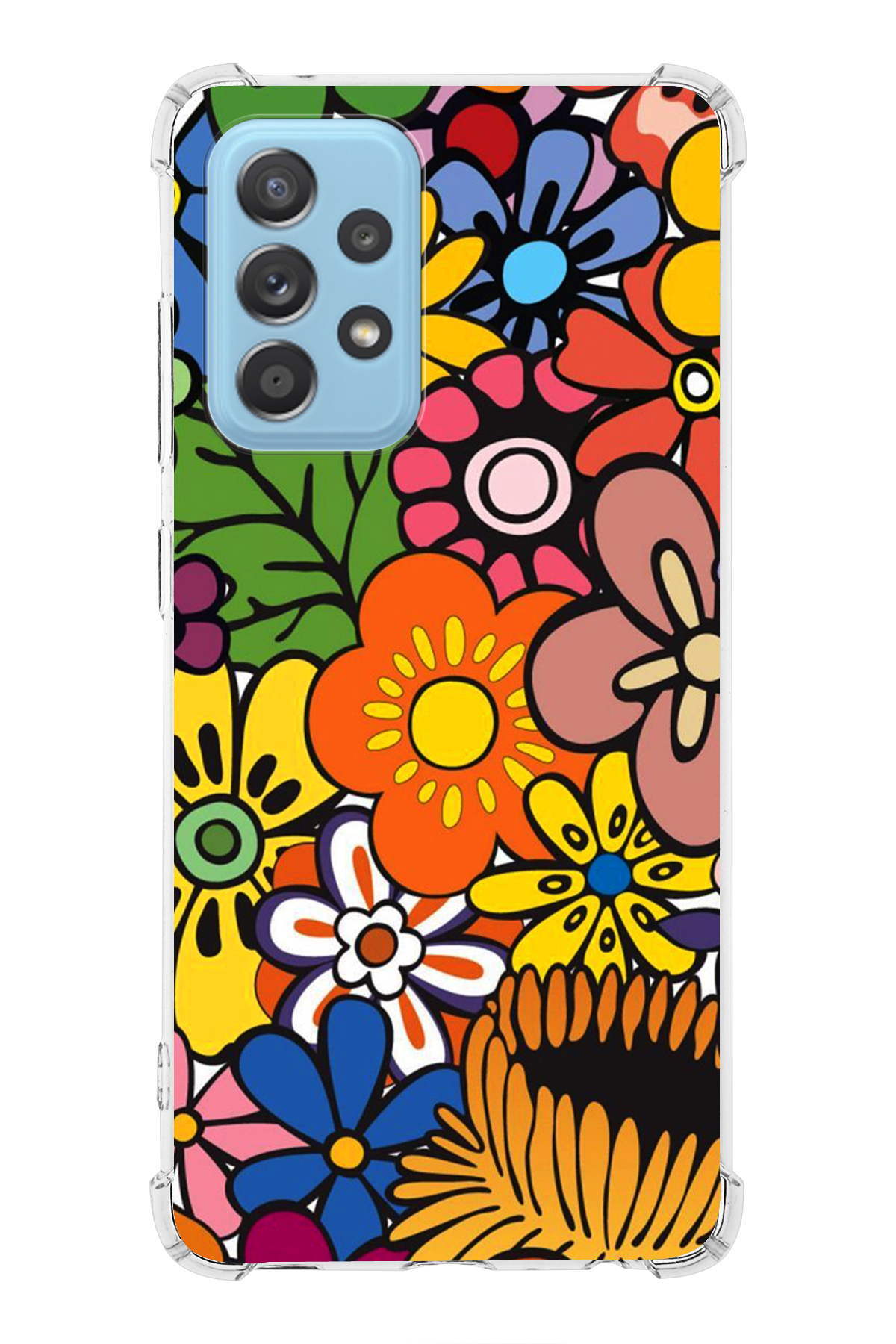 Samsung A52S 5G Uyumlu Retro Color 2 Baskılı Şeffaf Köşe Korumalı Antişok Kılıf