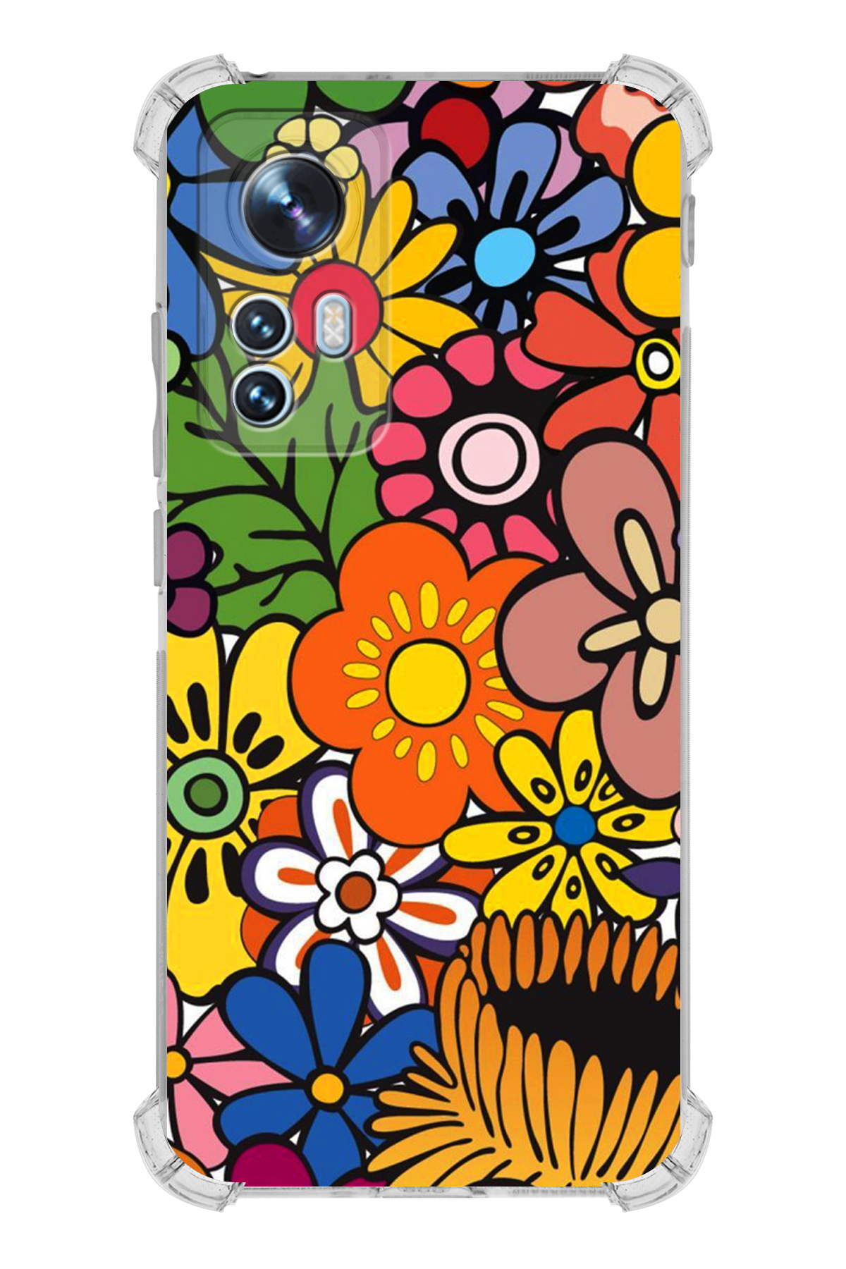 Xiaomi Mi 12 Pro Uyumlu Retro Color 2 Baskılı Şeffaf Köşe Korumalı Antişok Kılıf