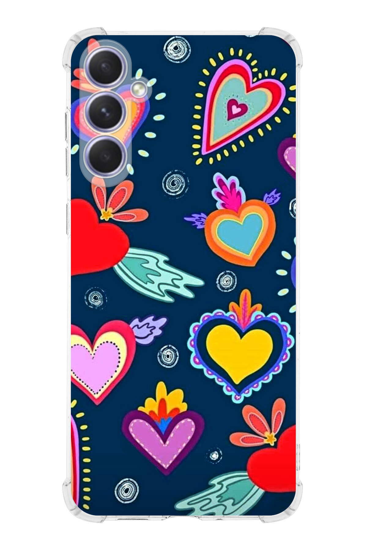 Samsung Galaxy A54 Uyumlu Retro Color 3 Baskılı Şeffaf Köşe Korumalı Antişok Kılıf