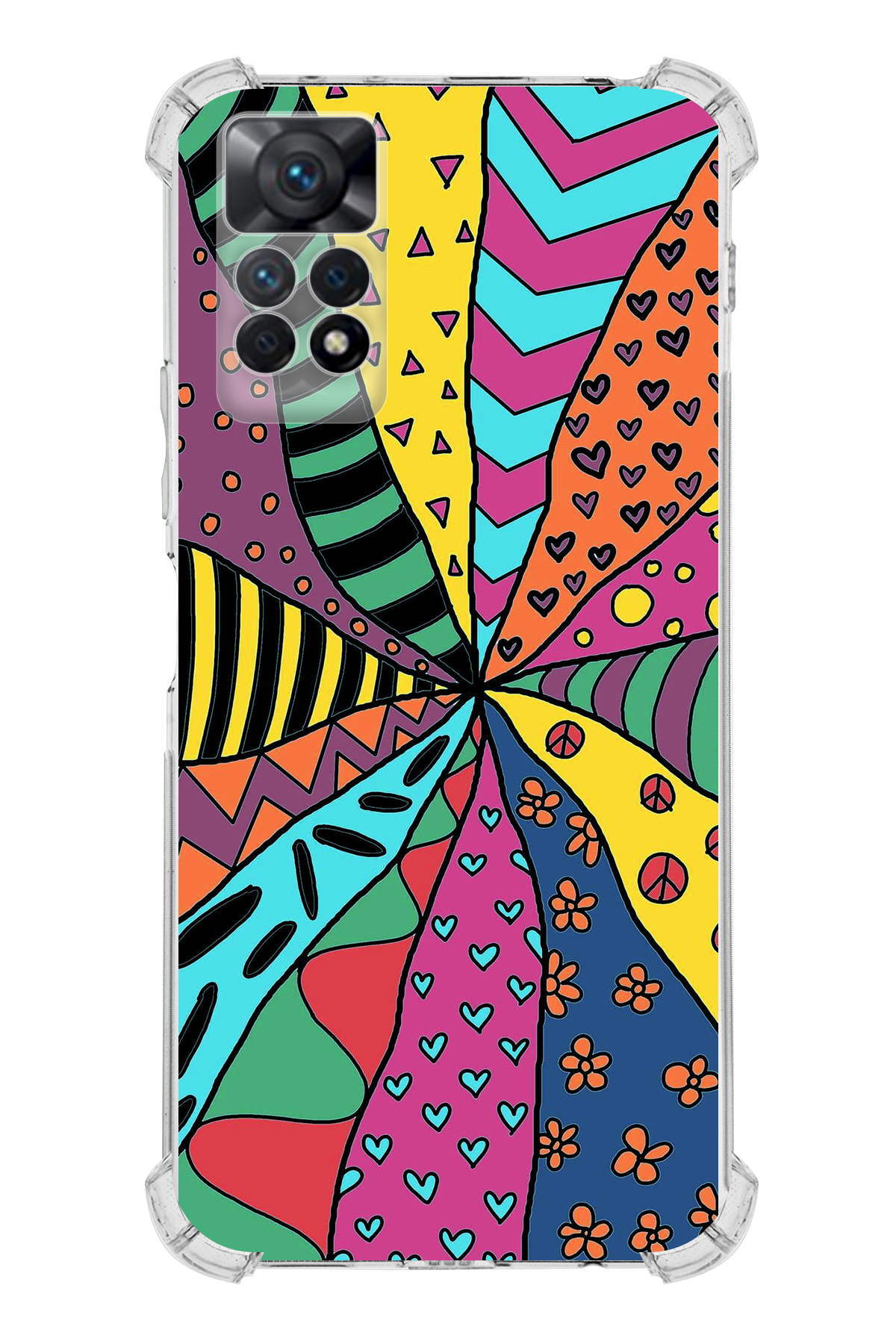 Xiaomi Redmi Note 12 Pro Uyumlu Retro Color 4 Baskılı Şeffaf Köşe Korumalı Antişok Kılıf