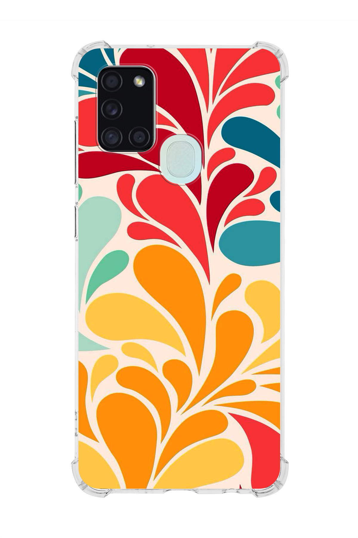 Samsung Galaxy A21S Uyumlu Retro Color 5 Baskılı Şeffaf Köşe Korumalı Antişok Kılıf