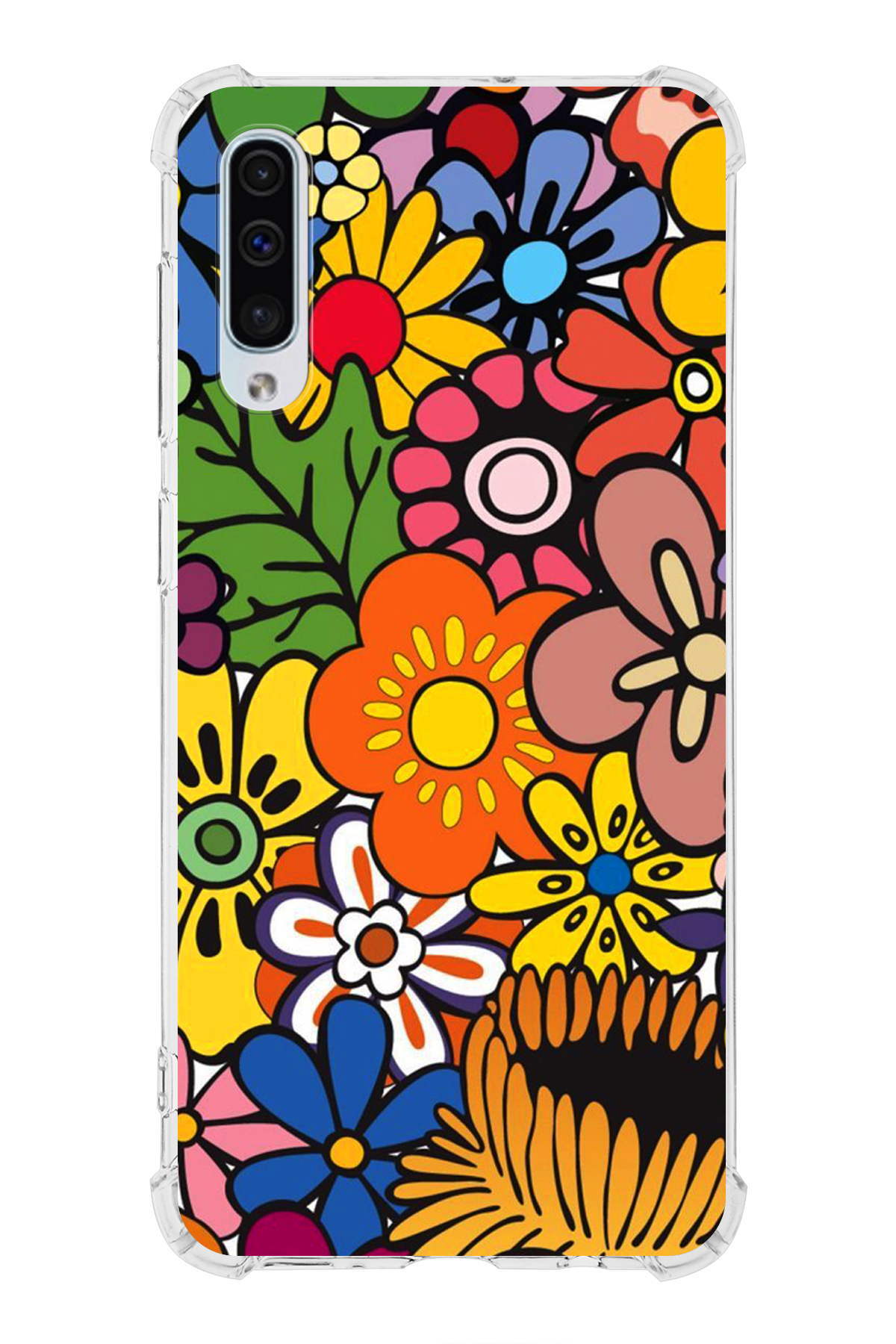 Samsung Galaxy A30S Uyumlu Retro Color 2 Baskılı Şeffaf Köşe Korumalı Antişok Kılıf