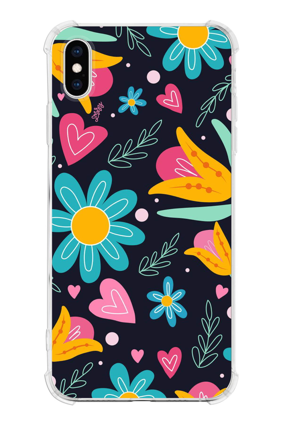 Apple iPhone XS Uyumlu Retro Color 1 Baskılı Şeffaf Köşe Korumalı Antişok Kılıf