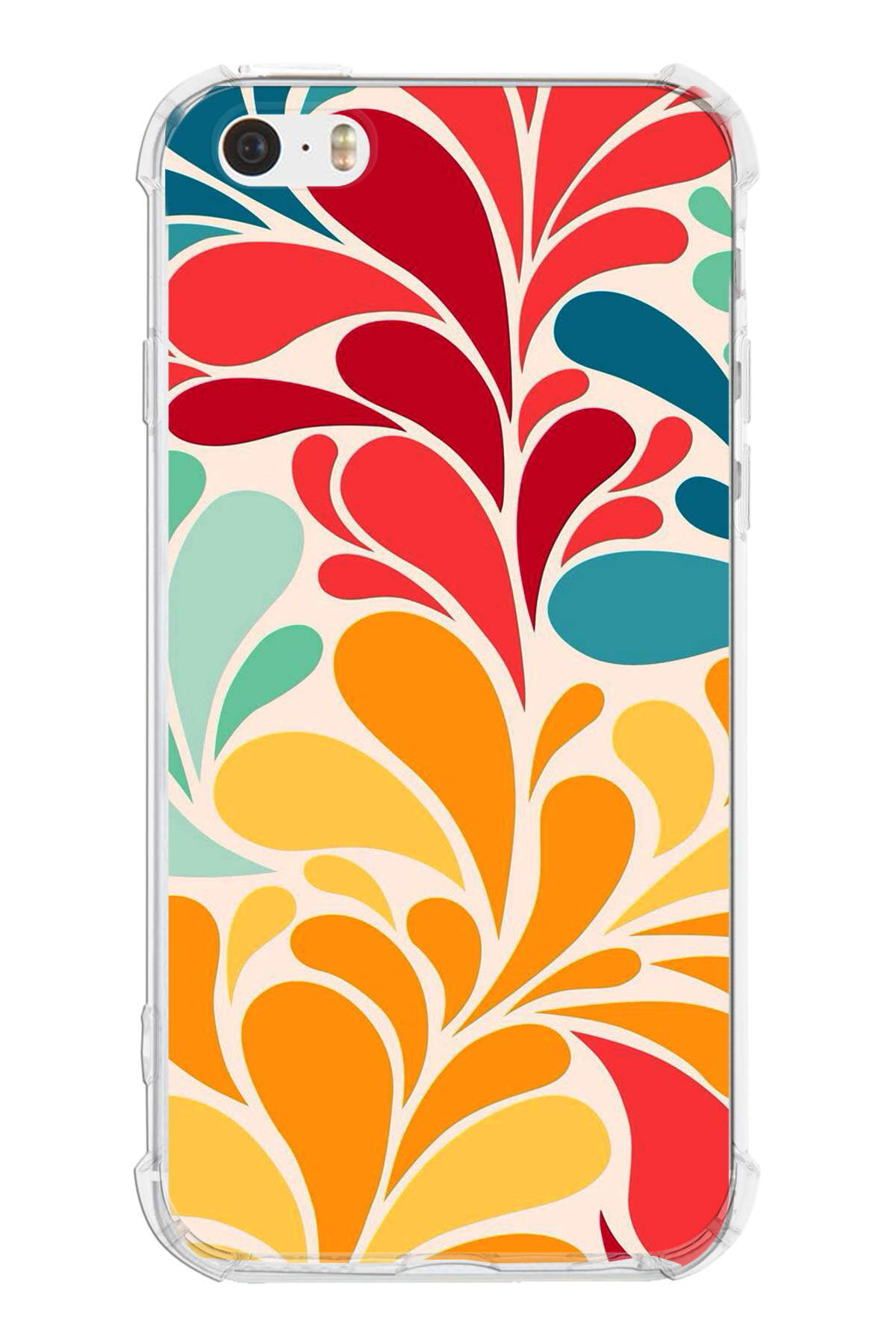 Apple iPhone 5S Uyumlu Retro Color 5 Baskılı Şeffaf Köşe Korumalı Antişok Kılıf