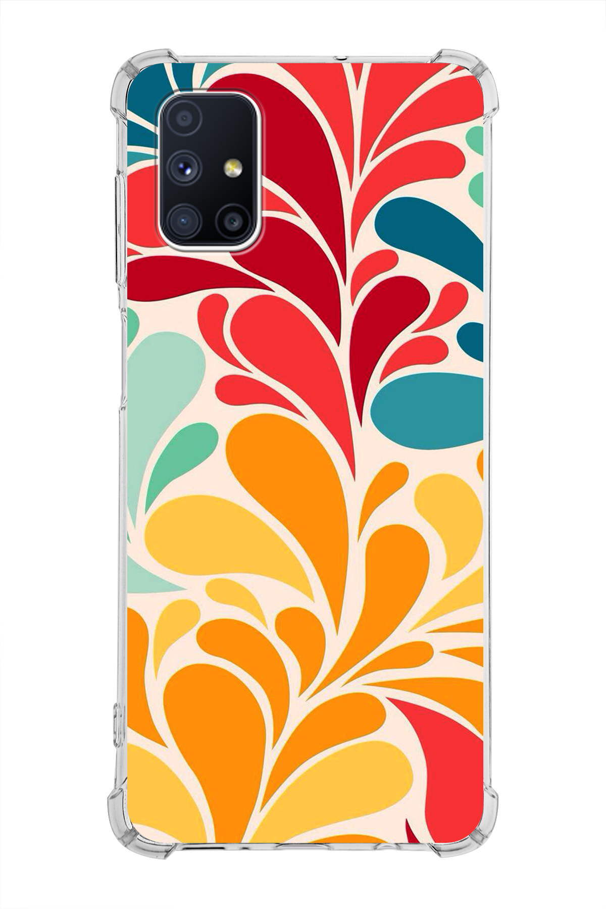 Samsung Galaxy M51 Uyumlu Retro Color 5 Baskılı Şeffaf Köşe Korumalı Antişok Kılıf