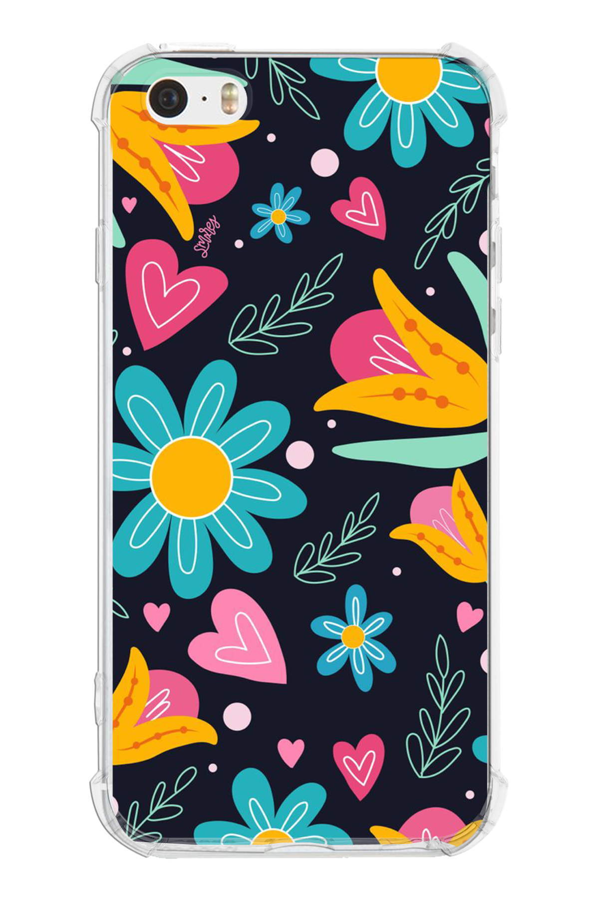 Apple iPhone 5S Uyumlu Retro Color 1 Baskılı Şeffaf Köşe Korumalı Antişok Kılıf