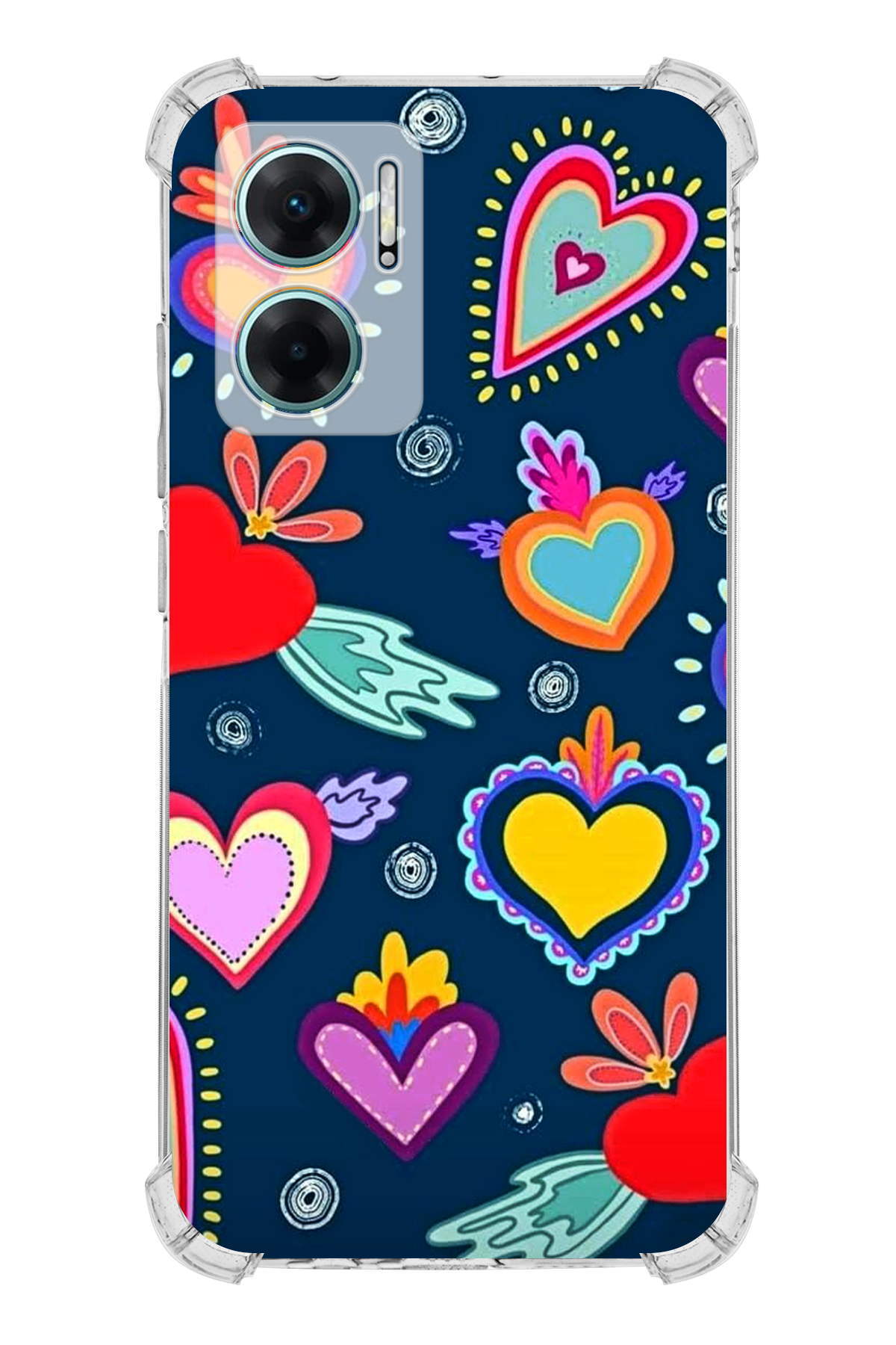 Xiaomi Redmi Note 11E Uyumlu Retro Color 3 Baskılı Şeffaf Köşe Korumalı Antişok Kılıf