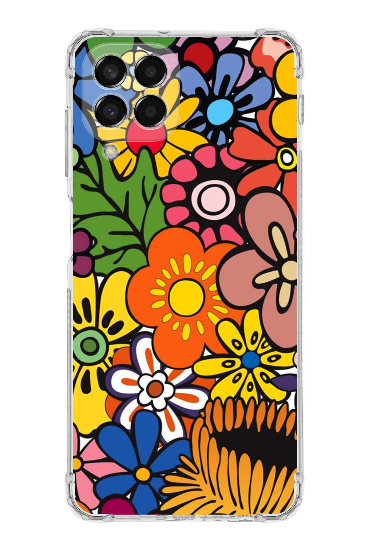 Samsung Galaxy M33 Uyumlu Retro Color 2 Baskılı Şeffaf Köşe Korumalı Antişok Kılıf