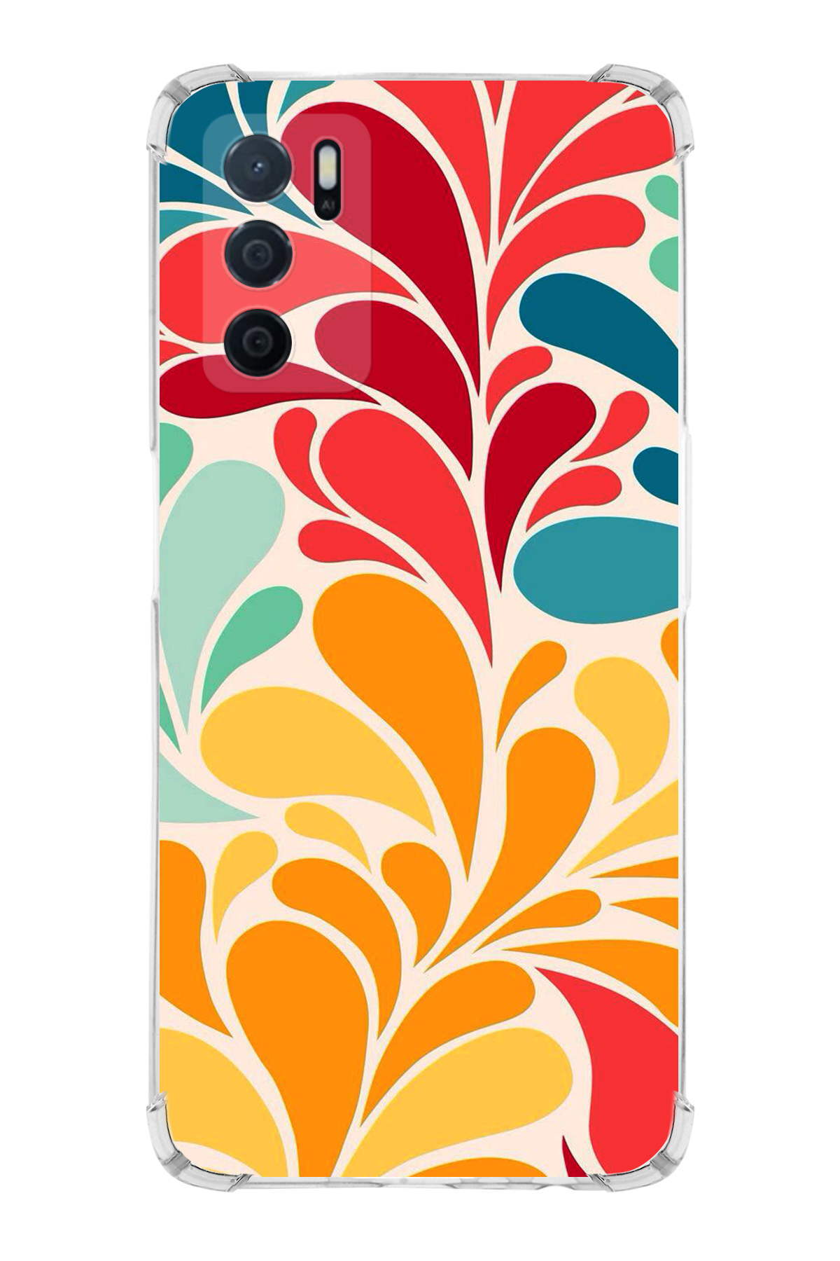 Oppo A16 Uyumlu Retro Color 5 Baskılı Şeffaf Köşe Korumalı Antişok Kılıf