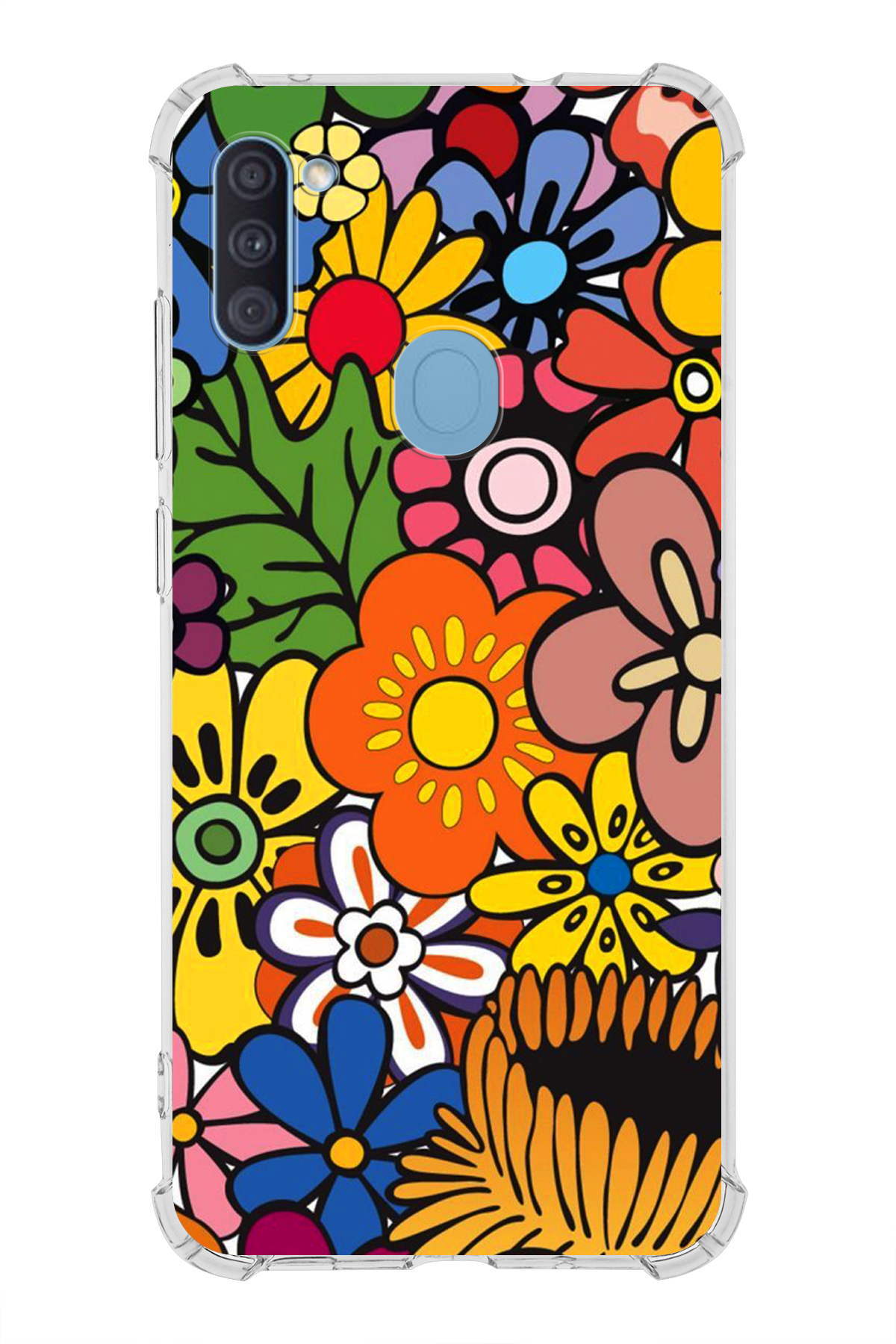 Samsung Galaxy A11 Uyumlu Retro Color 2 Baskılı Şeffaf Köşe Korumalı Antişok Kılıf