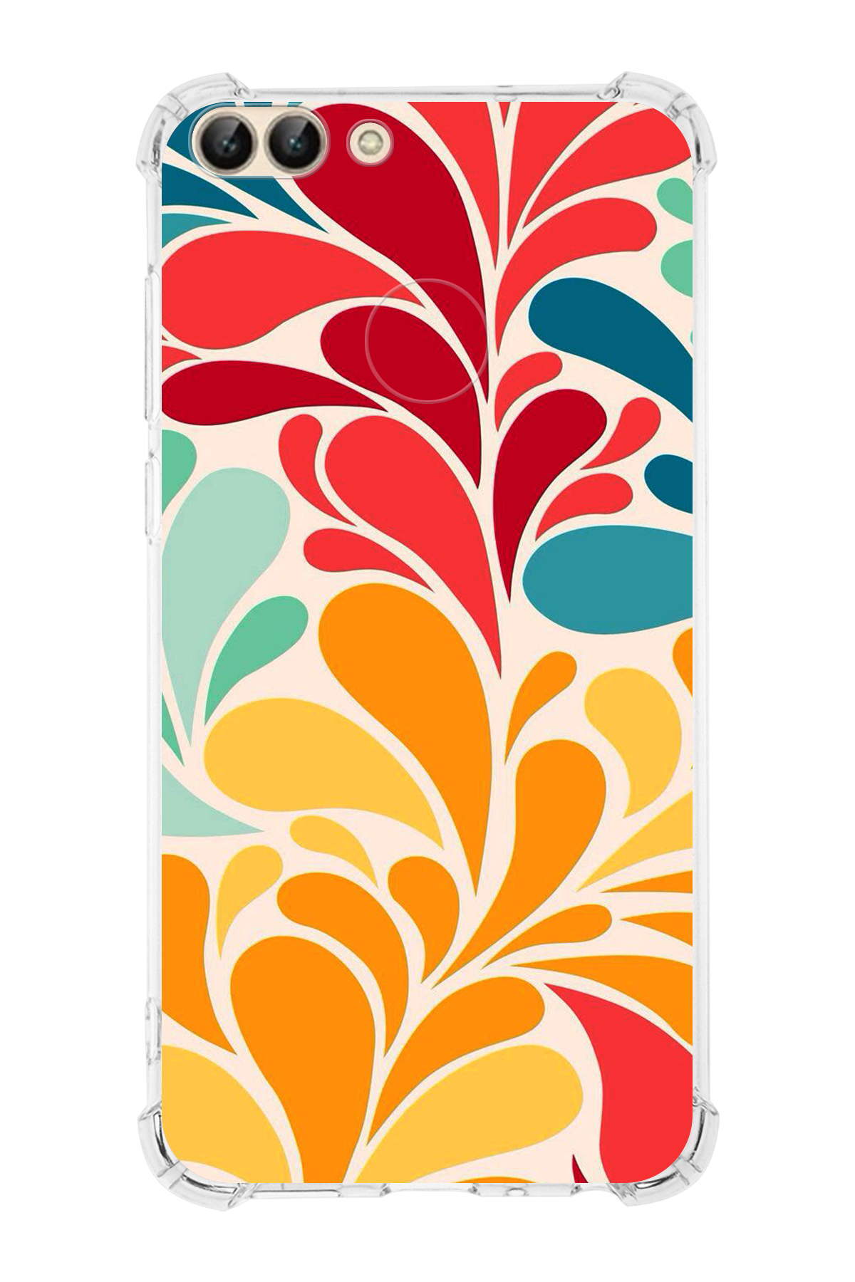 Huawei P Smart Uyumlu Retro Color 5 Baskılı Şeffaf Köşe Korumalı Antişok Kılıf