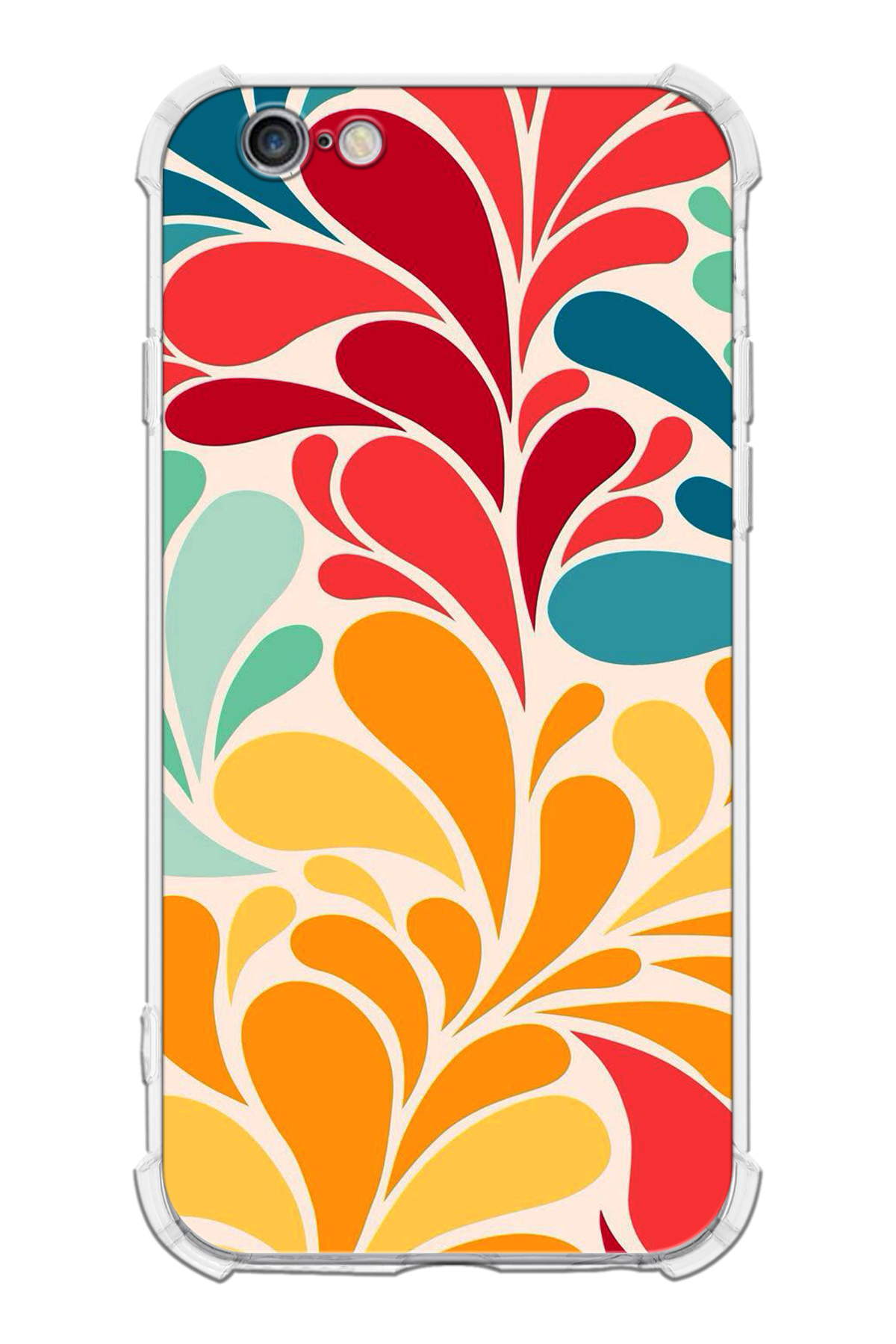 Apple iPhone 6 Uyumlu Retro Color 5 Baskılı Şeffaf Köşe Korumalı Antişok Kılıf