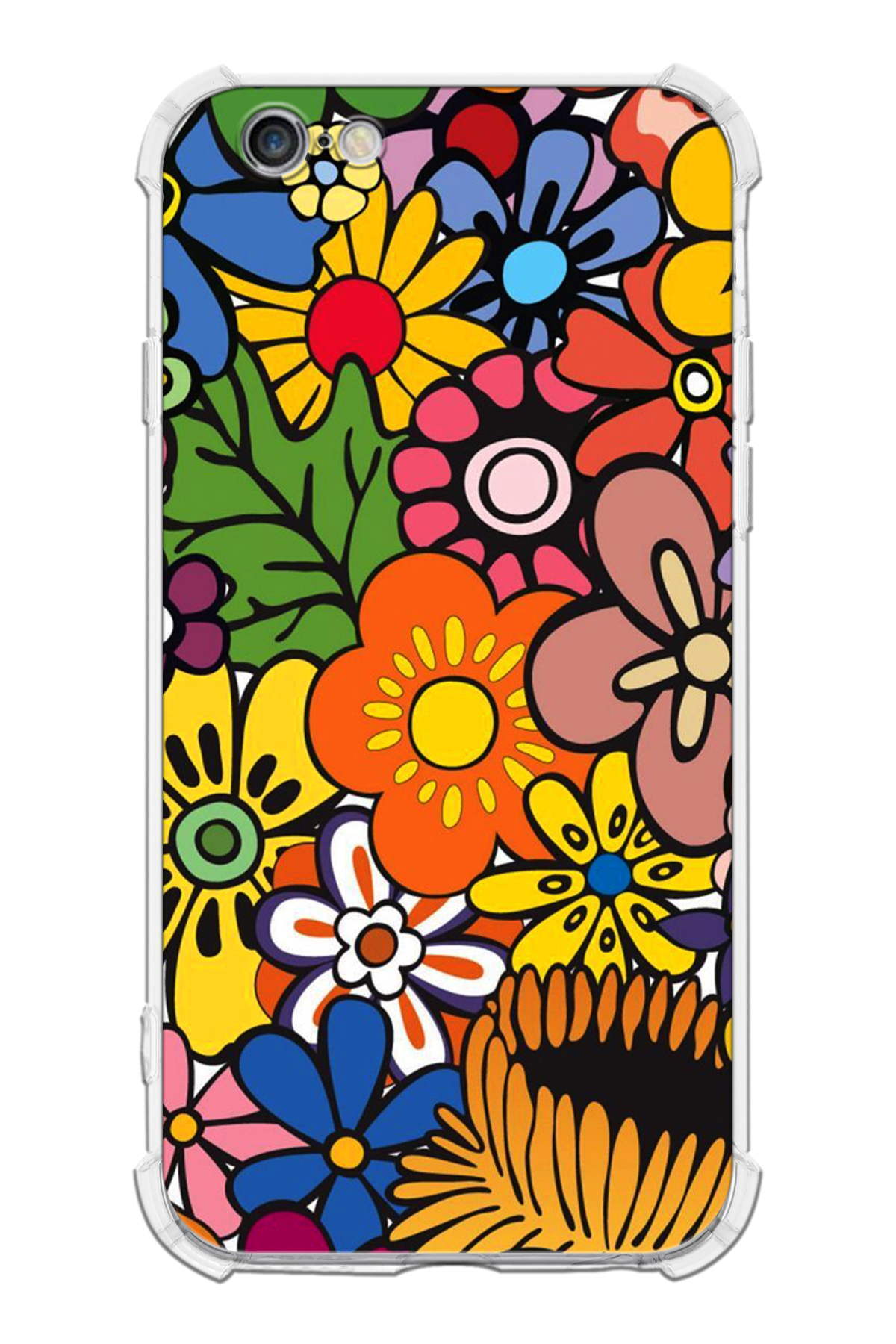 Apple iPhone 6 Uyumlu Retro Color 2 Baskılı Şeffaf Köşe Korumalı Antişok Kılıf