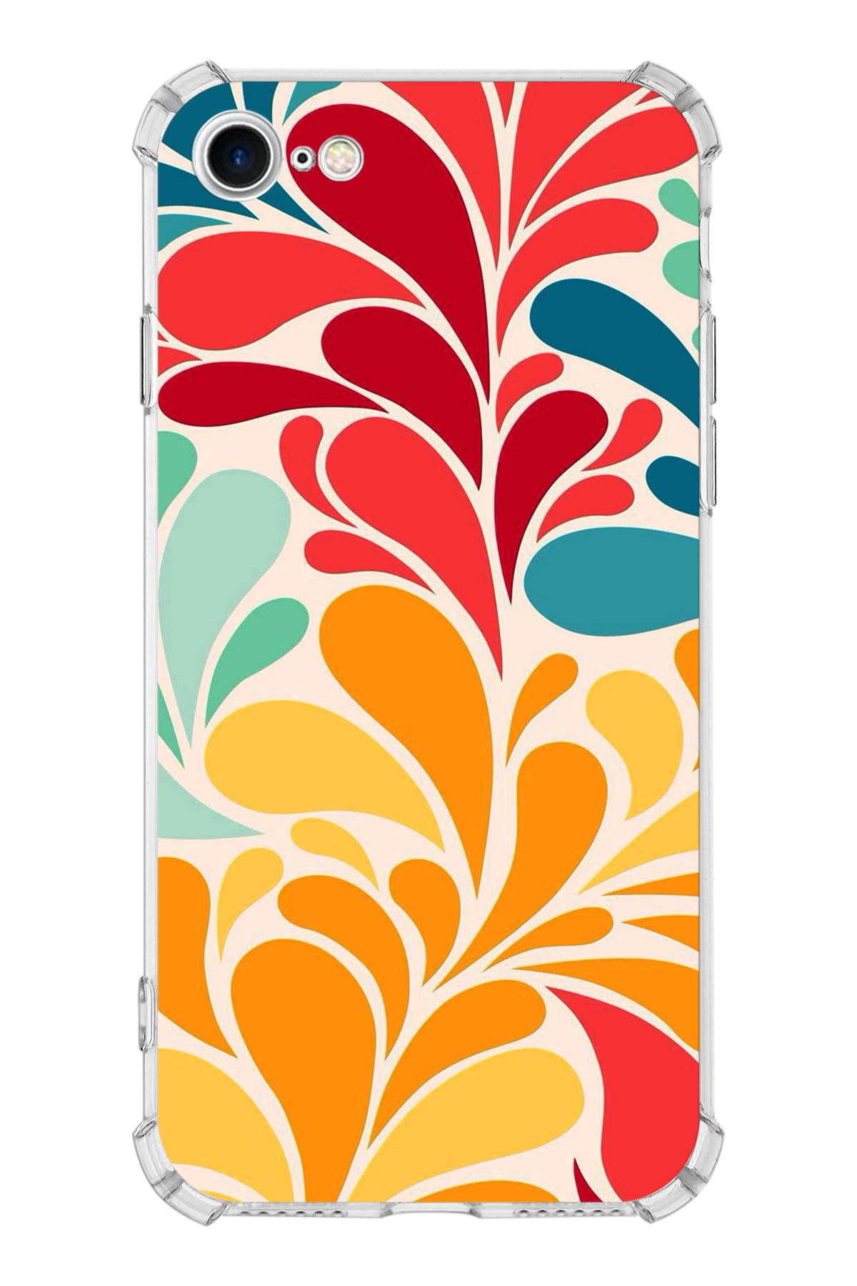 Apple iPhone SE 2022 Uyumlu Retro Color 5 Baskılı Şeffaf Köşe Korumalı Antişok Kılıf