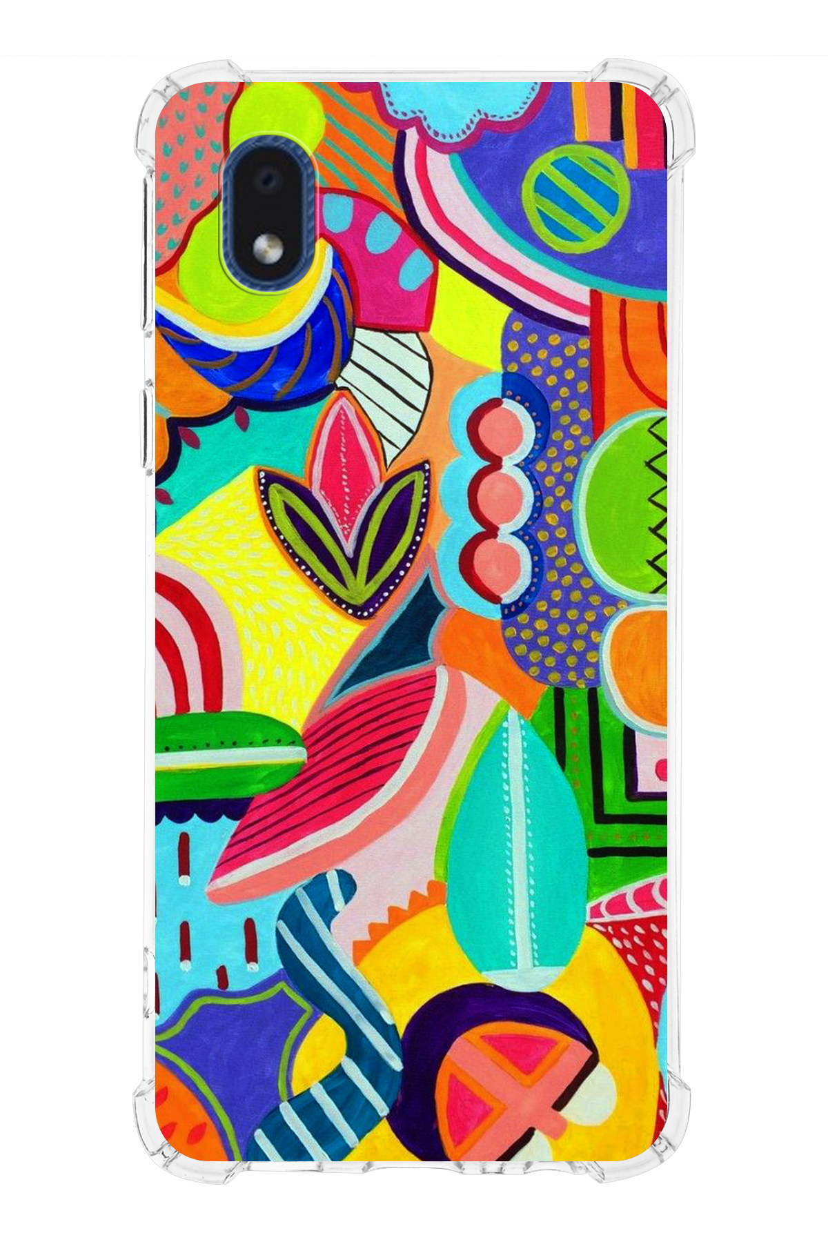 Samsung Galaxy A01 Core Uyumlu Retro Color 6 Baskılı Şeffaf Köşe Korumalı Antişok Kılıf