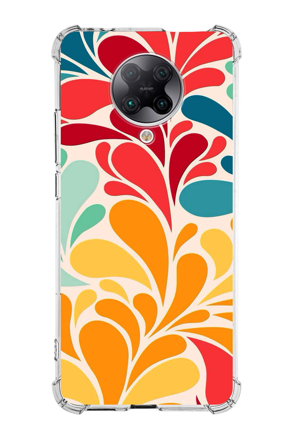 Poco F2 Pro Uyumlu Retro Color 5 Baskılı Şeffaf Köşe Korumalı Antişok Kılıf