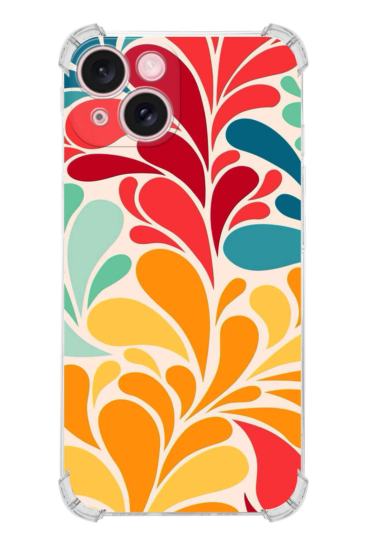 Apple iPhone 15 Retro Color 5 Şeffaf Köşe ve Kamera Korumalı Korumalı Antişok Kılıf