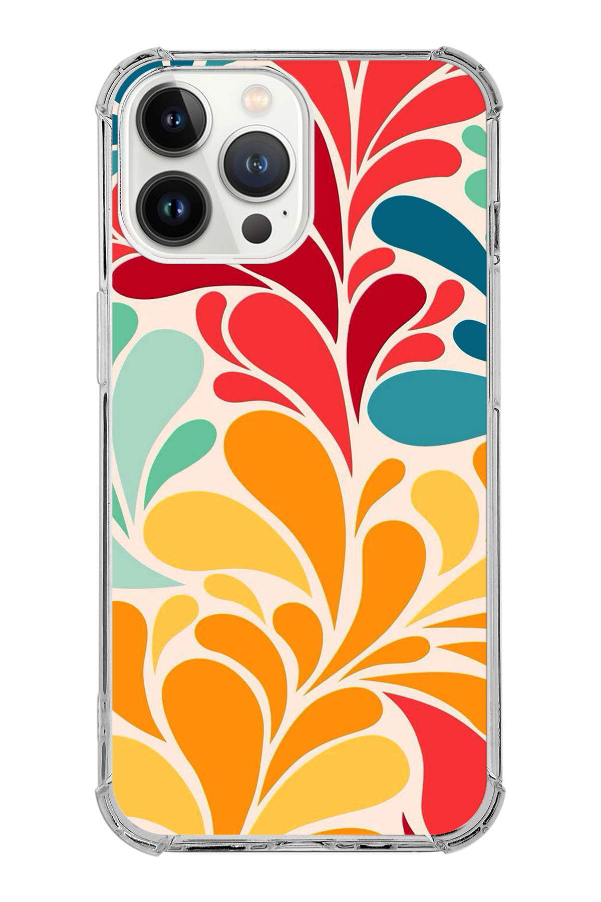 Apple iPhone 13 Pro Uyumlu Retro Color 5 Baskılı Şeffaf Köşe Korumalı Antişok Kılıf