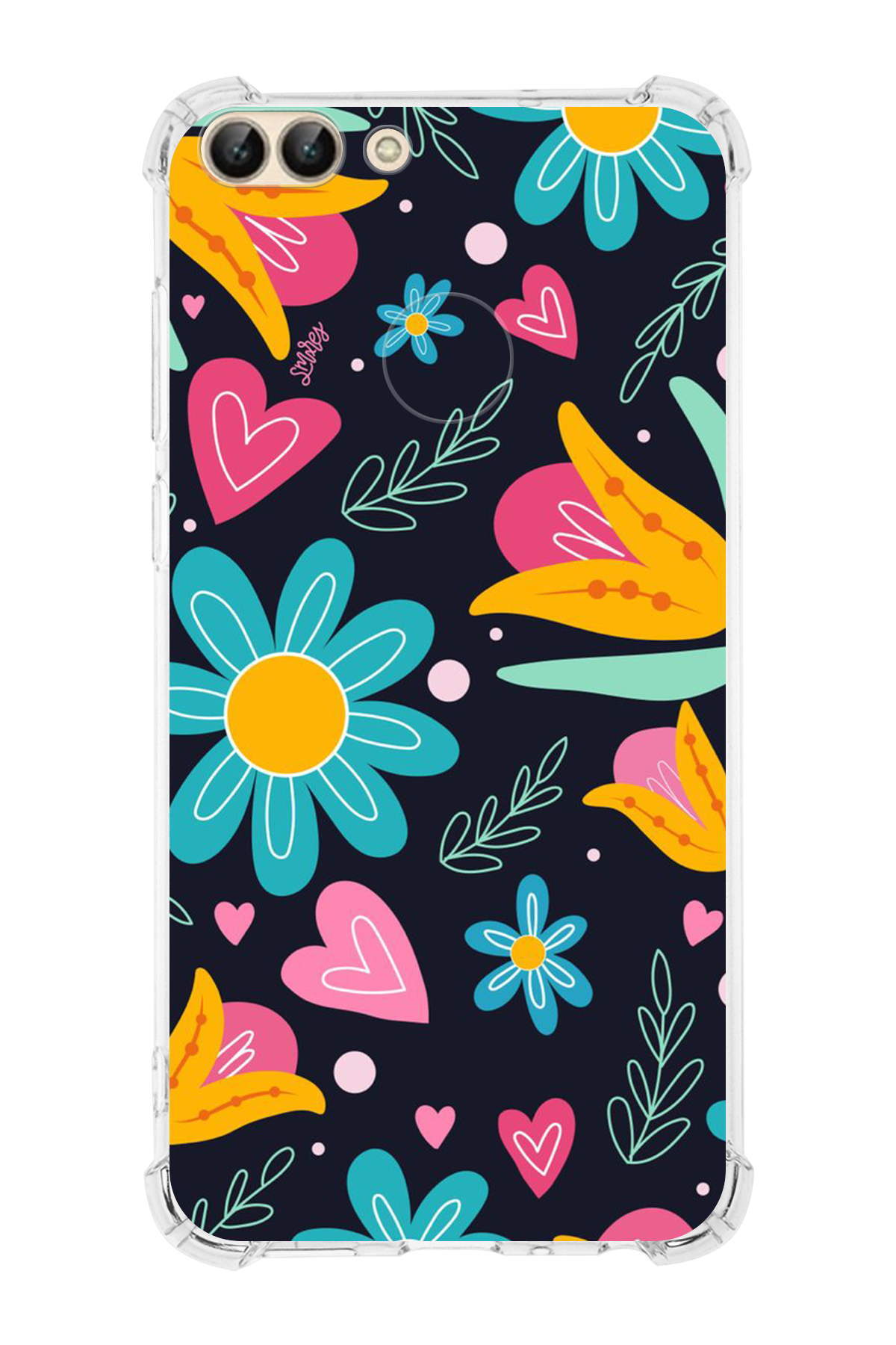 Huawei P Smart Uyumlu Retro Color 1 Baskılı Şeffaf Köşe Korumalı Antişok Kılıf