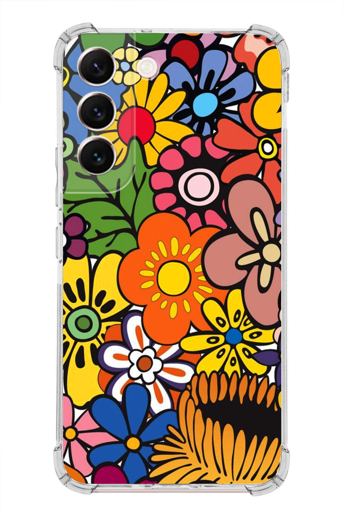 Samsung Galaxy S22 Uyumlu Retro Color 2 Baskılı Şeffaf Köşe Korumalı Antişok Kılıf