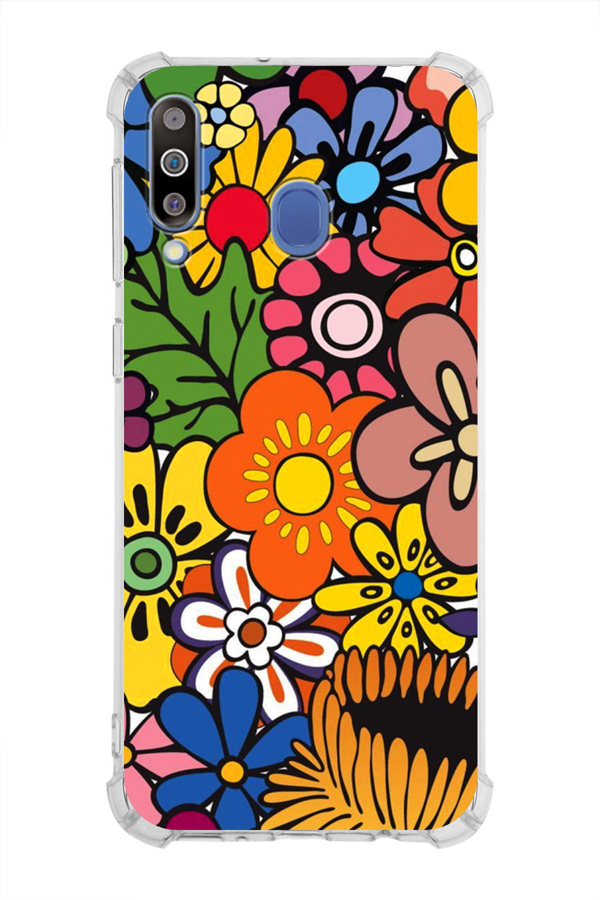 Samsung Galaxy M30 Uyumlu Retro Color 2 Baskılı Şeffaf Köşe Korumalı Antişok Kılıf