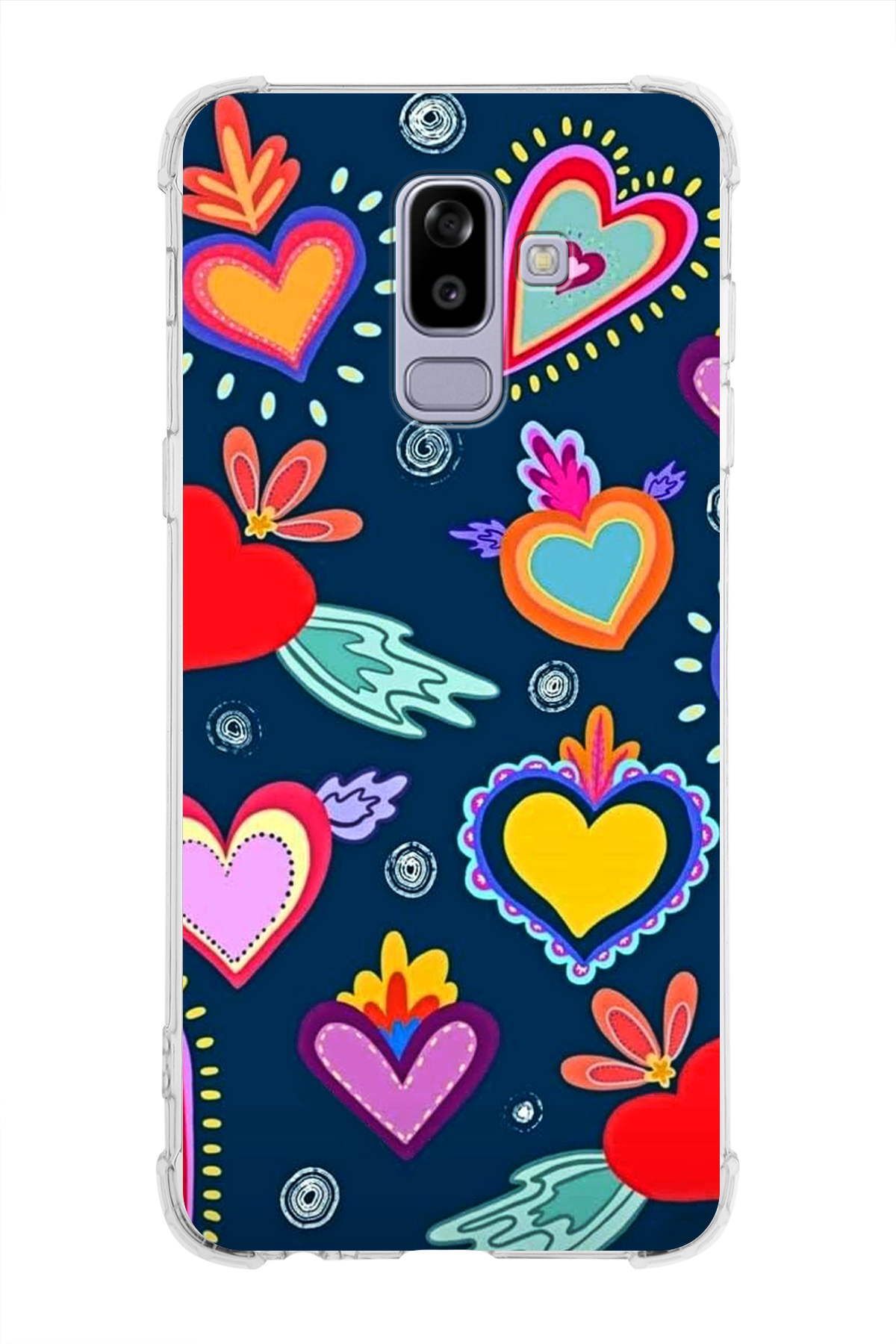 Samsung Galaxy A6 (2018) Uyumlu Retro Color 3 Baskılı Şeffaf Köşe Korumalı Antişok Kılıf